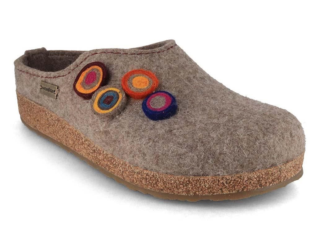 Haflinger Grizzly Kanon Filzclog Hausschuh trendige Applikation