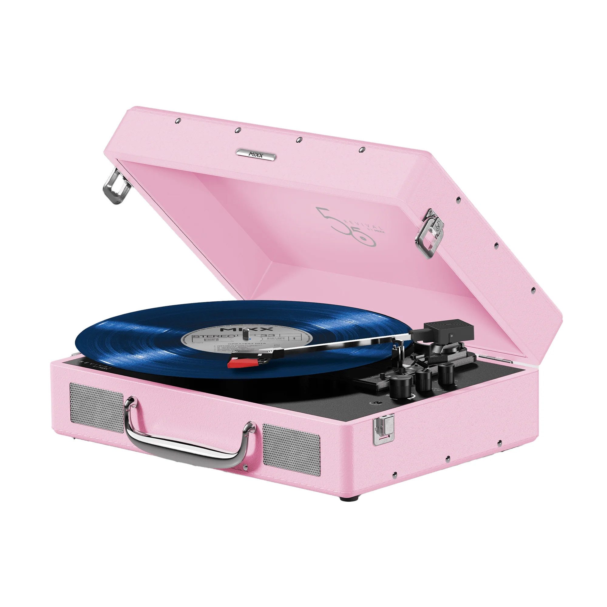 MIXX Revival 55 Stereo-Vinyl-Plattenspieler Plattenspieler (Direktantrieb, Retro, Integrierte Stereo-Lautsprecher, Bluetooth, tragbar)