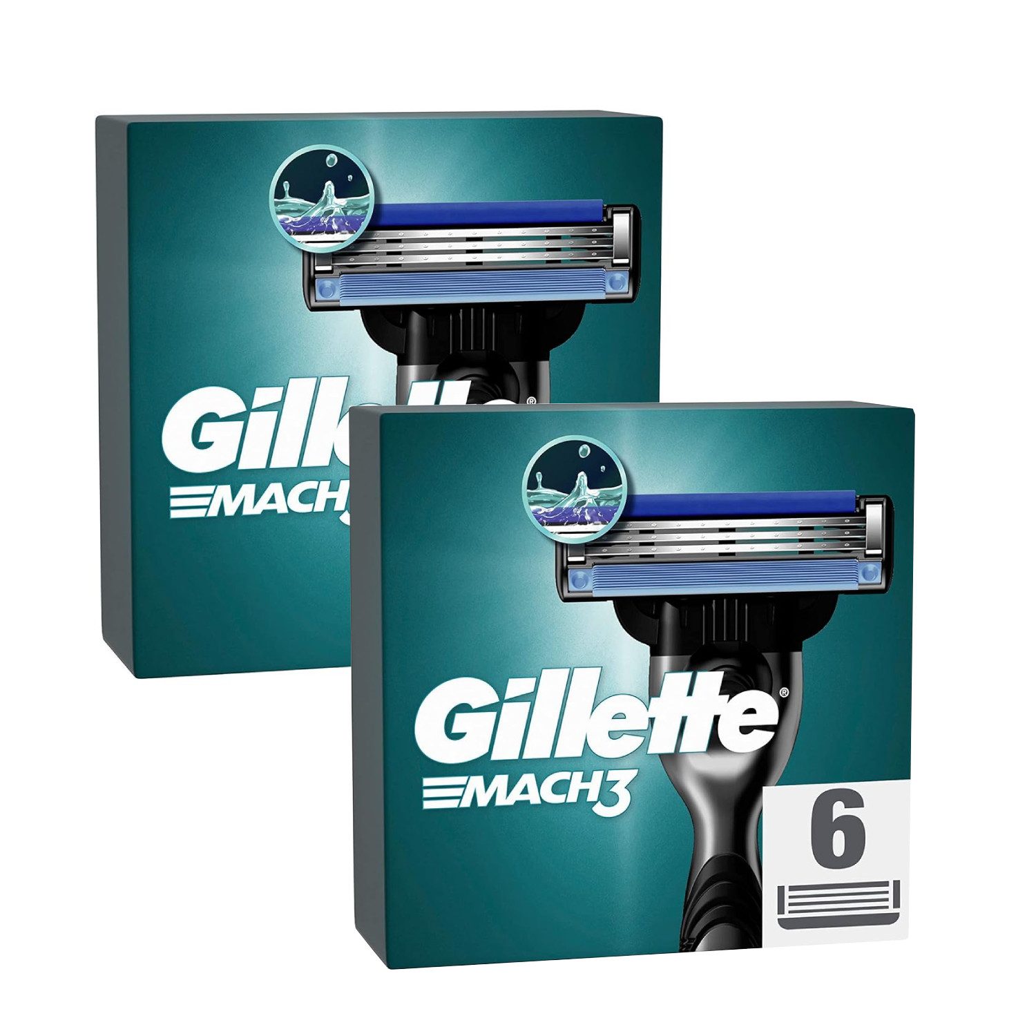 Gillette Rasierklingen Mach3 Rasurklingen Nassrasierer Ersatzklingen 3-fach-Klinge, 2-tlg., - 12 Klingen, Edelstahl, rostfrei