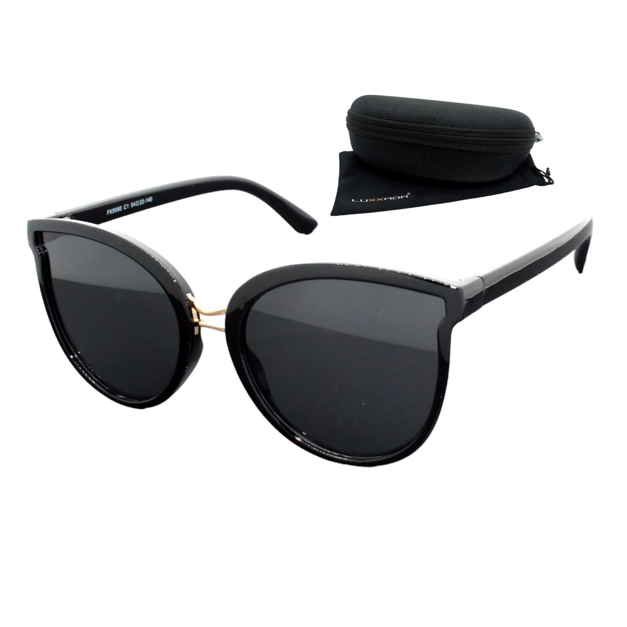 LUXXADA Sonnenbrille Damen Cat-Eye Markenbrille mit Oversize Gläser UV400 (inkl. Brillenbox und Brillenbeutel) Große Katzenaugen Linsen Getönt oder Verspiegelt