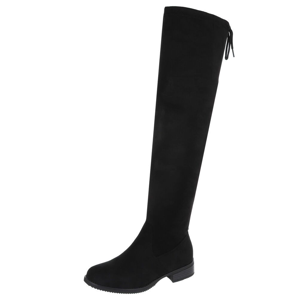 Ital-Design Elegante Overknee-Stiefel mit Schnürung für Damen Сапоги (90793446) Blockabsatz Высокие in Schwarz