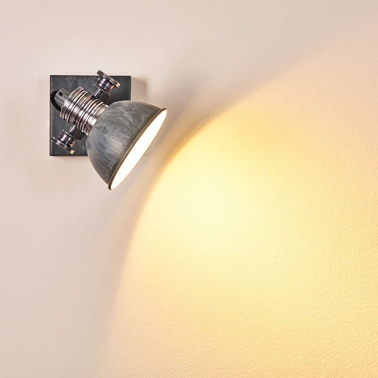 hofstein Wandleuchte dimmbare Wandlampe ohne Kelvin, GU10, aus 3000 Metall in »Varsi« Grau/Weiß, Lampenschirm dreh-/schwenkbar, Wandspot Leuchtmittel