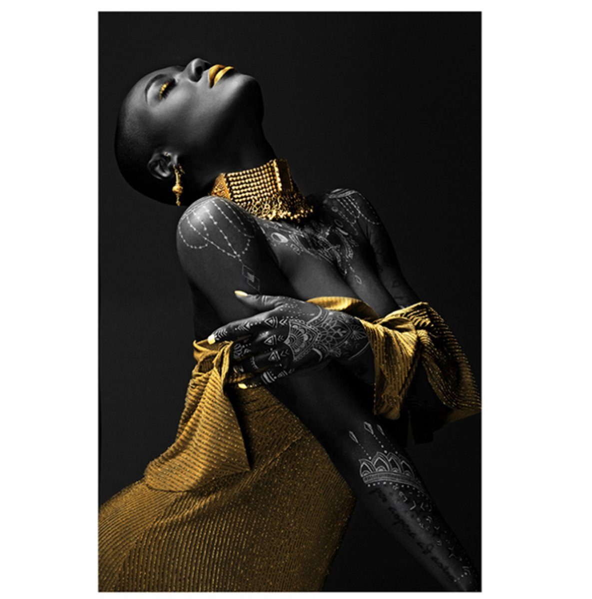 TPFLiving Kunstdruck (OHNE RAHMEN) Poster - Leinwand - Wandbild, Afrikanische Frau (Verschiedene Größen), Farben: Leinwand bunt - Größe: 40x60cm