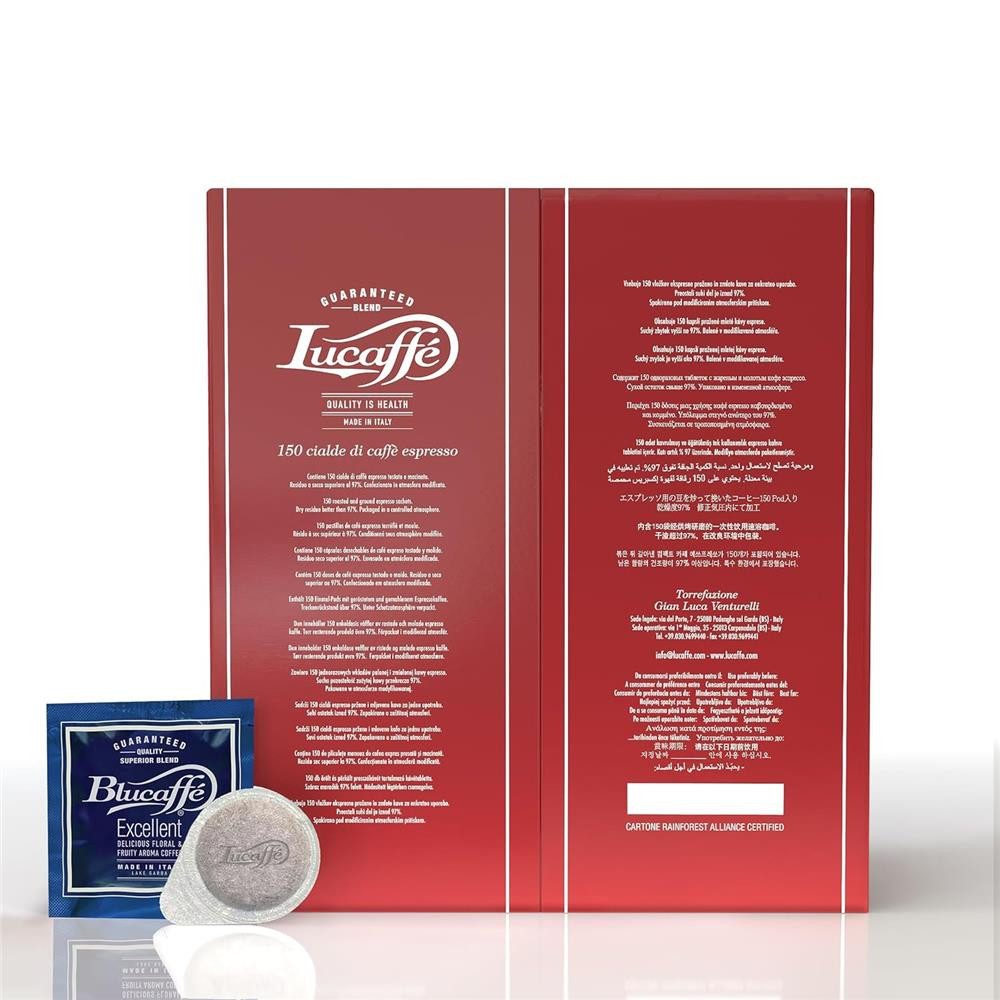 Lucaffé Kaffee BLUCAFFE` 44mm ESE System Pads 150 Stück Kaffeepads, 150 x 6 g, aromatisch, ausgewogen, leicht süß