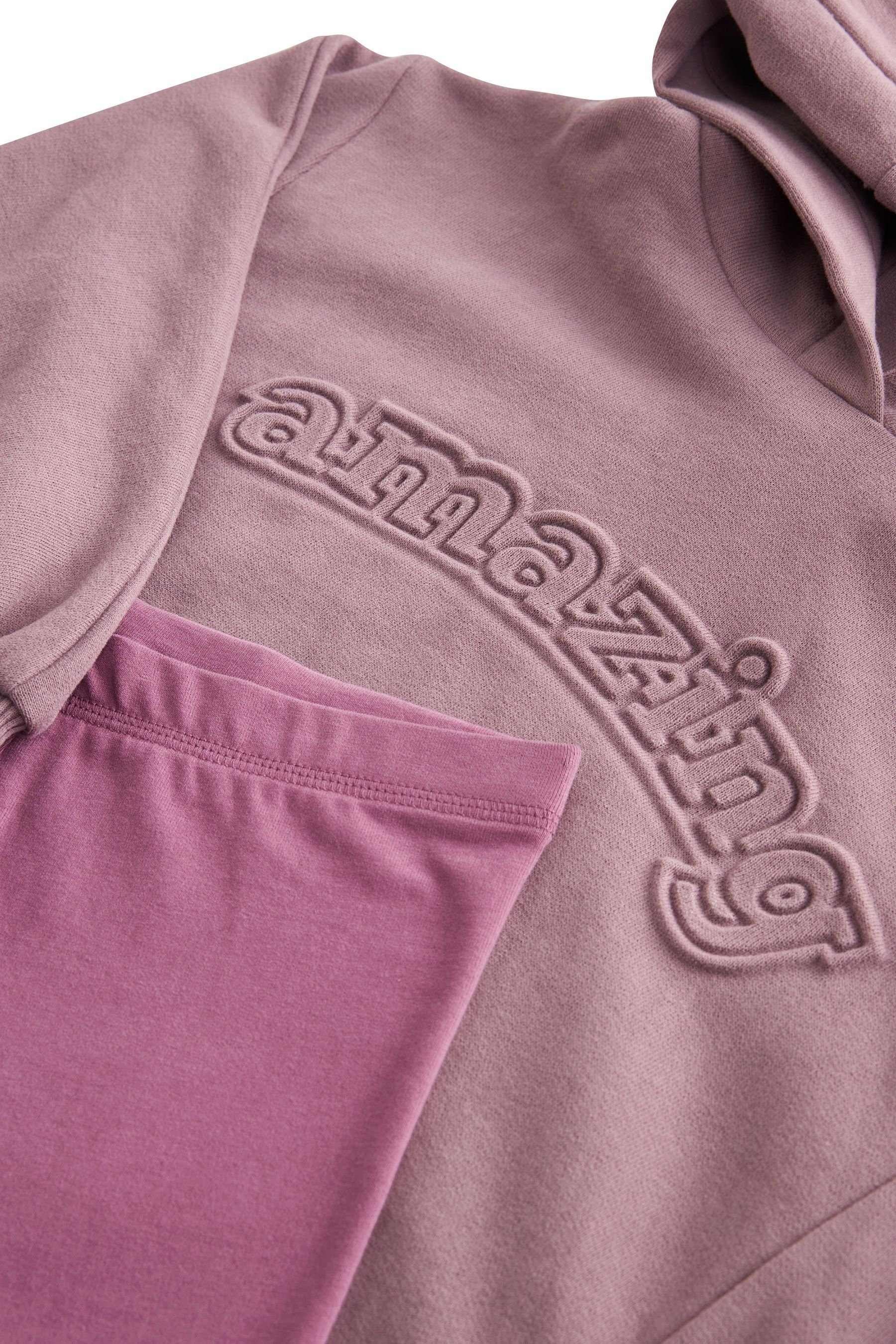 Next Shirt & Amazing Leggings und (2-tlg) Embossed Purple Set Leggings Kapuzensweatshirt im