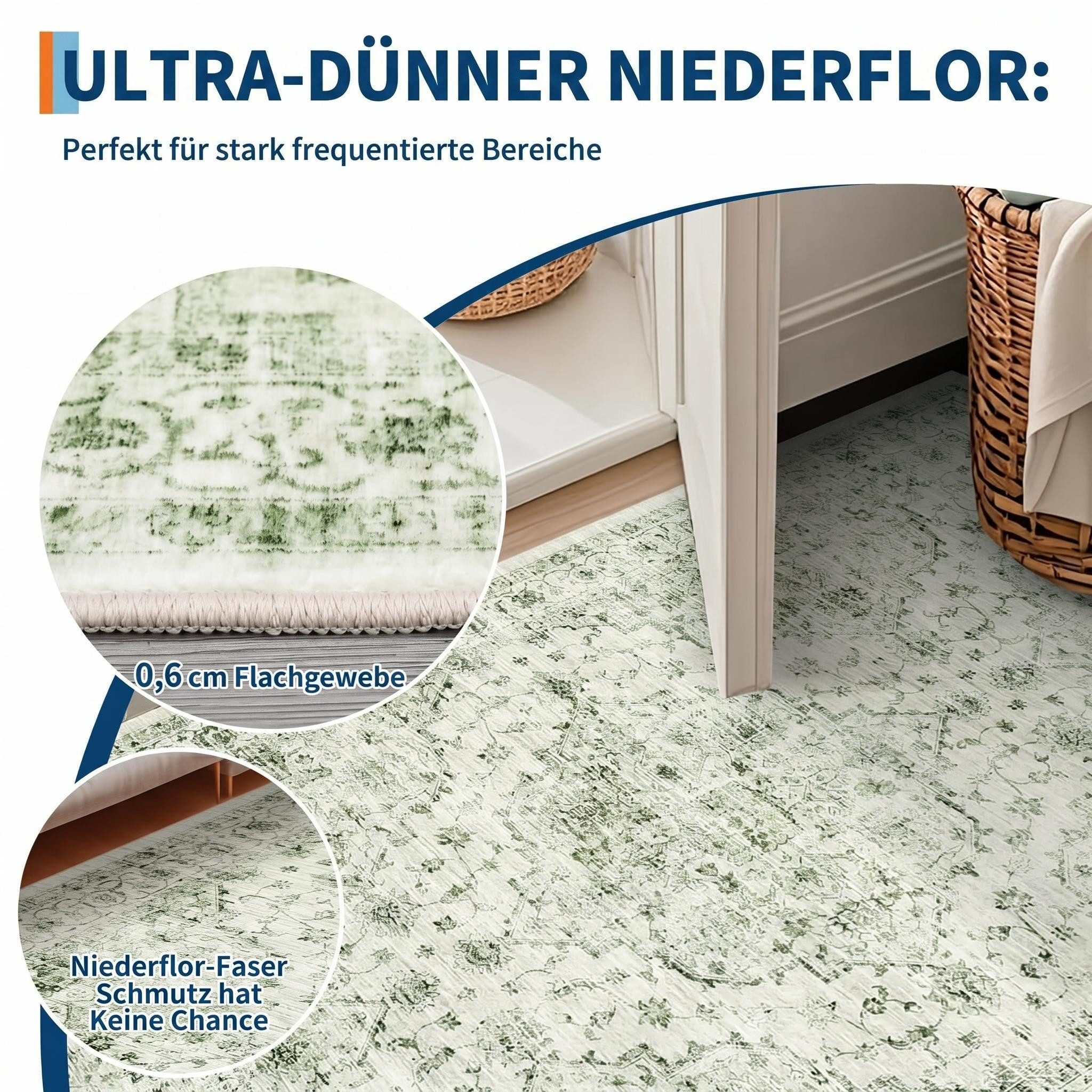 GarveeMore Teppich Faltbarer Boho-Teppich mit Print-Design (Kaschmir-Optik), rechteckig, Höhe: 6 mm, für Wohnzimmer & Schlafzimmer & Flur – Bild 4 von 5