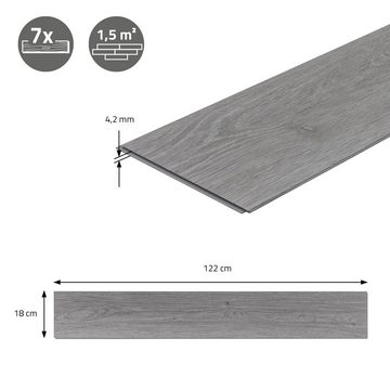 ML-DESIGN Vinylboden Click Vinyl-Dielen Vinylboden wasserfest Einfache Verlegung, Dielen Eiche Holzoptik 122x18x0,42cm 3,08m²/21
