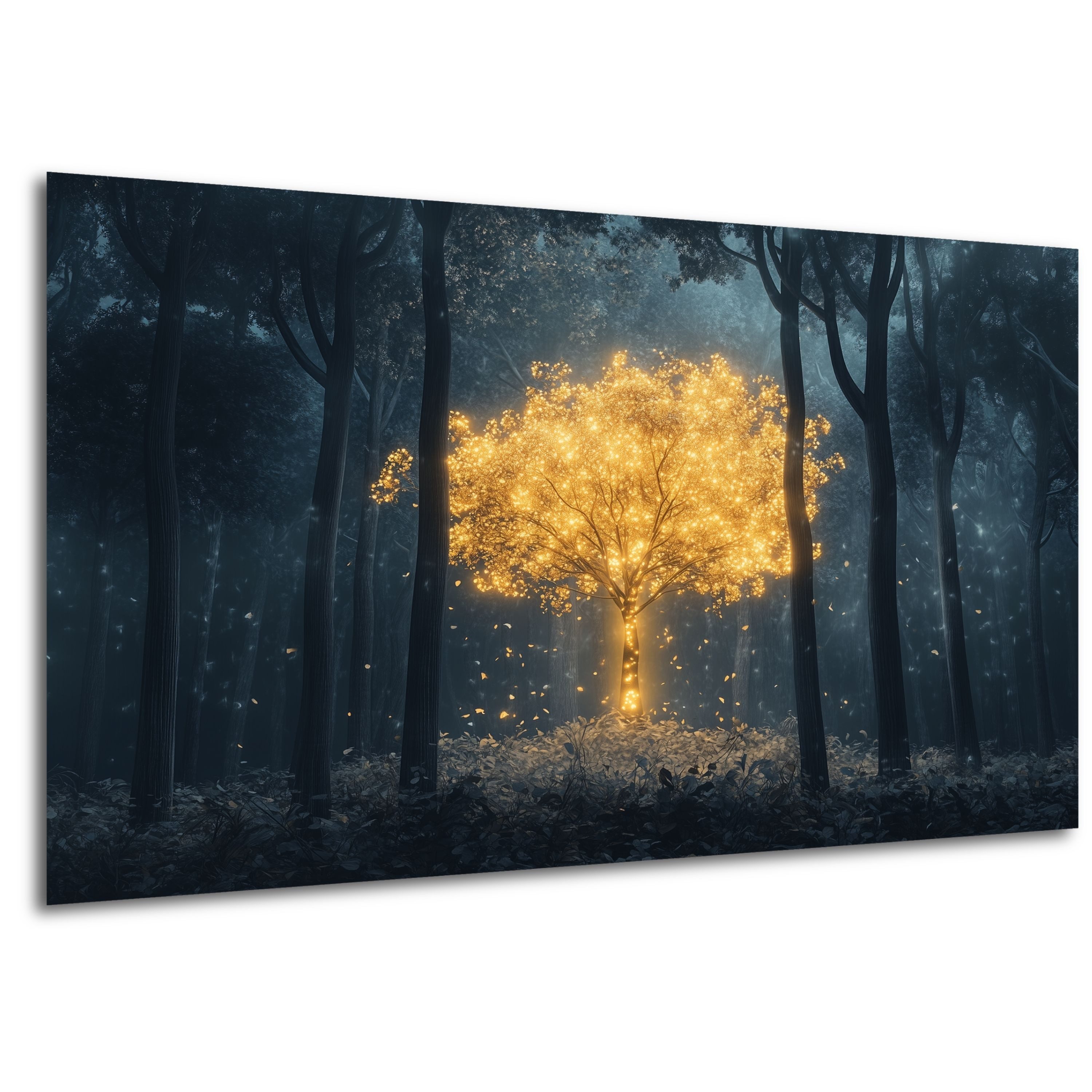 DARO Design Leinwandbild Modern Abstrakt Wandbilder XXL Wandbild Wand Deko Leinwand Bilder, (goldfarbener Baum - Bild Groß Wohnzimmer Schlafzimmer Küche Esszimmer Einteilig Querformat Fotodruck Leinwände Wanddeko Abstrakte Kunst Boho), 30x20cm