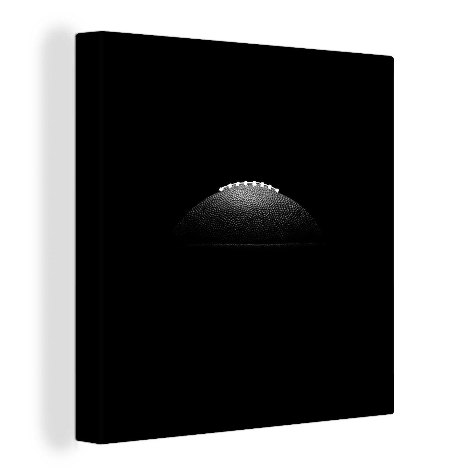 OneMillionCanvasses® Leinwandbild American Football auf schwarzem Hintergrund - schwarz und weiß, (1 St), Leinwand Bilder für Wohnzimmer Schlafzimmer