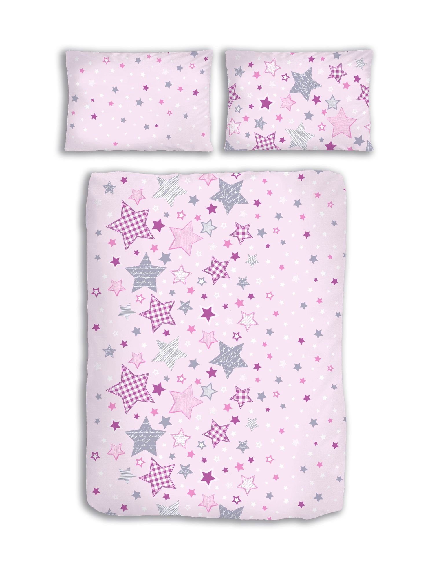 DOBNIG Babybettwäsche Baby Fein Biber Bettwäsche rosa mit Sternen 100x135 + günstig online kaufen