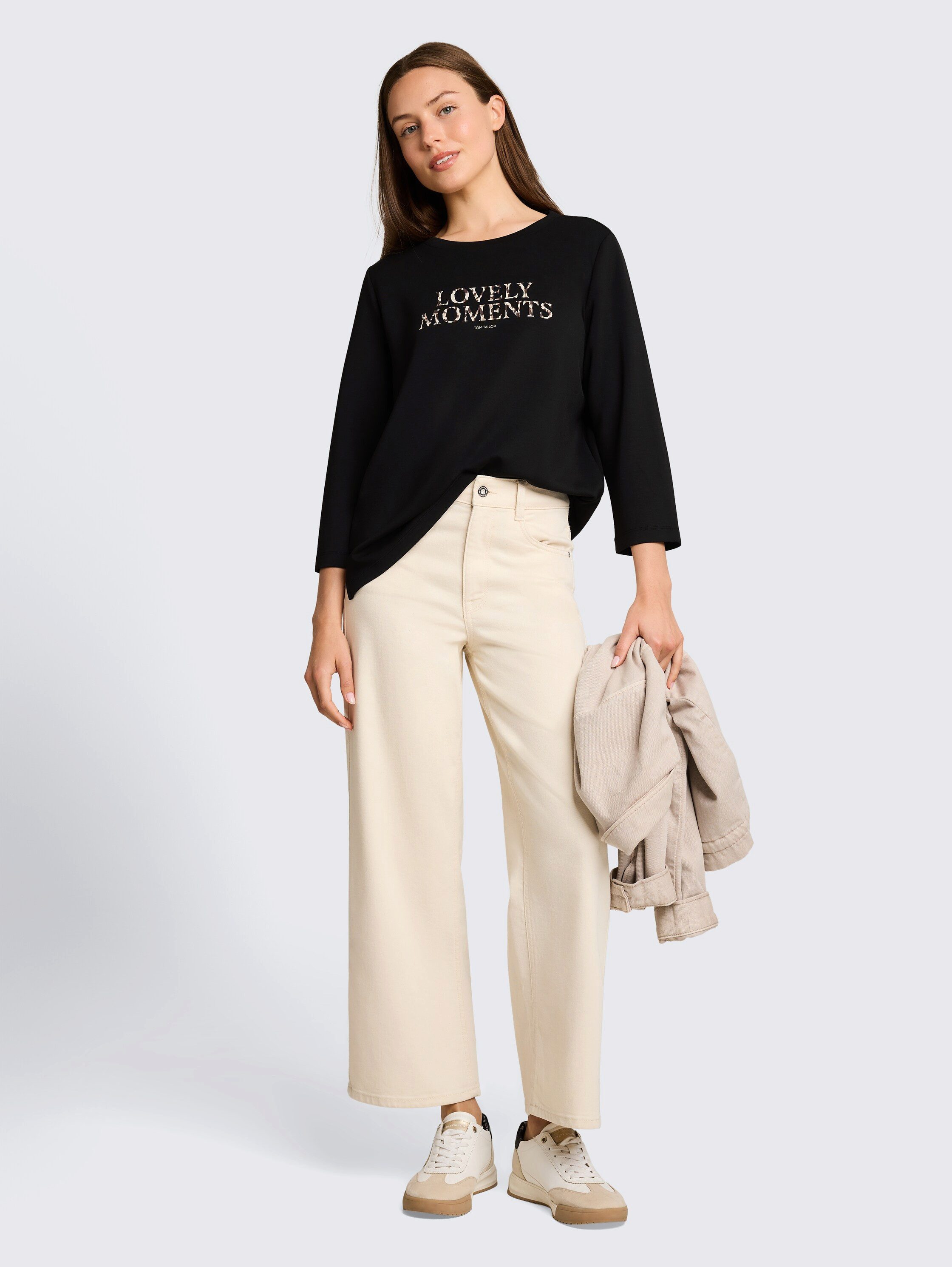TOM TAILOR 3/4-Arm-Shirt Loose Somemrshirt mit Letter-Print – Bild 4 von 5