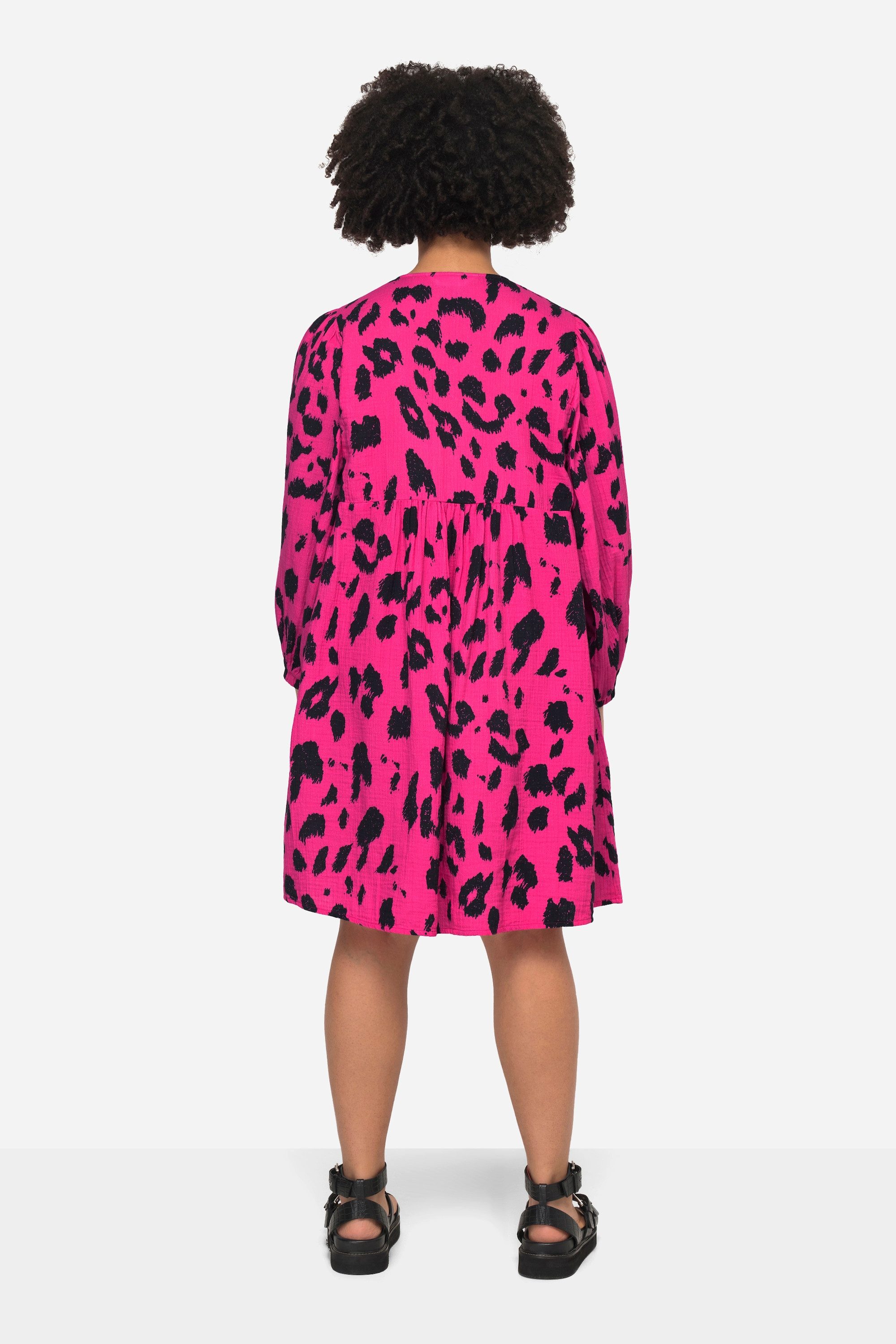 Angel of Style Midikleid Musselin-Kleid Leodruck Tunika-Ausschnitt