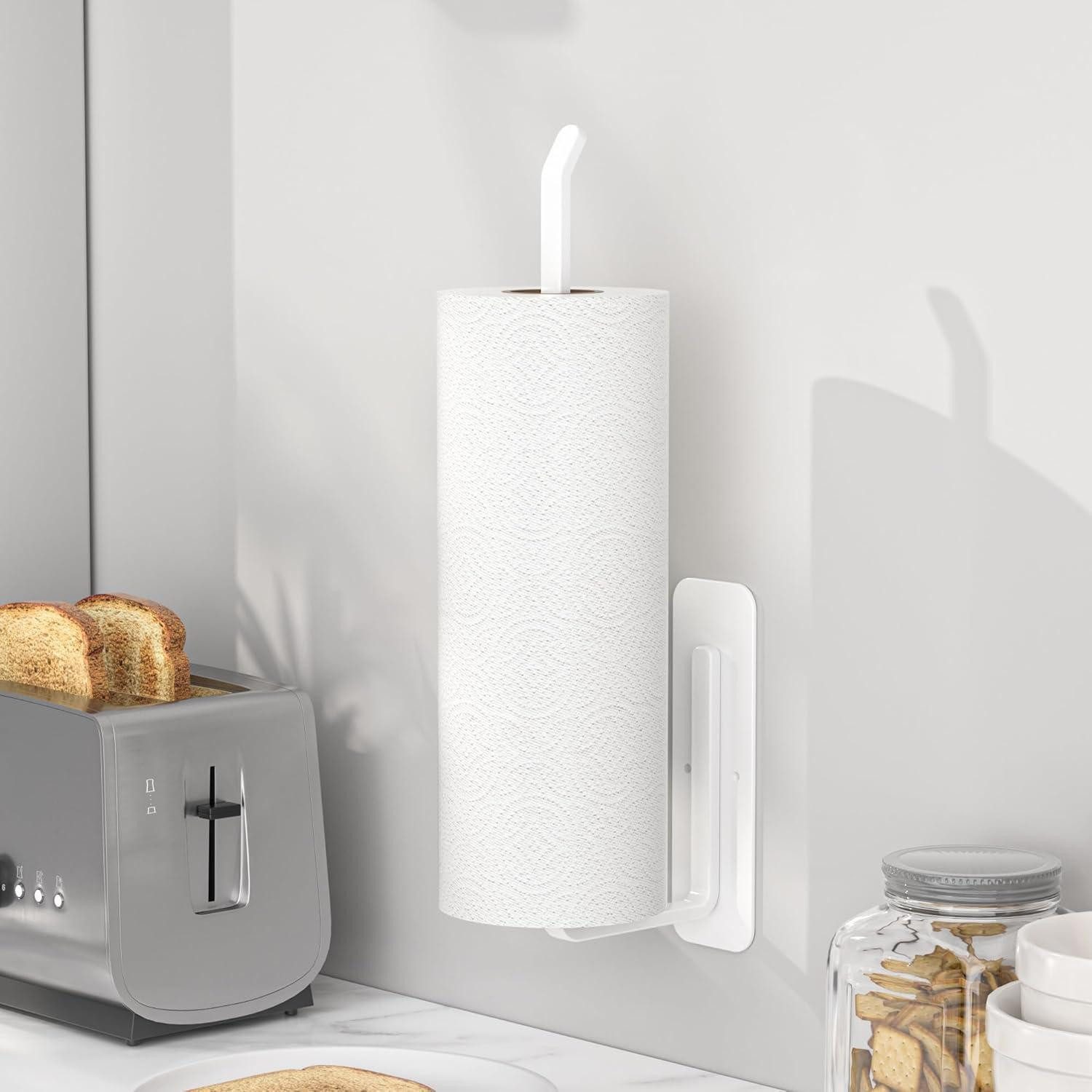 LuxusKollektion Küchenrollenhalter Küchenrollenhalter ohne Bohren selbstklebend Weiß