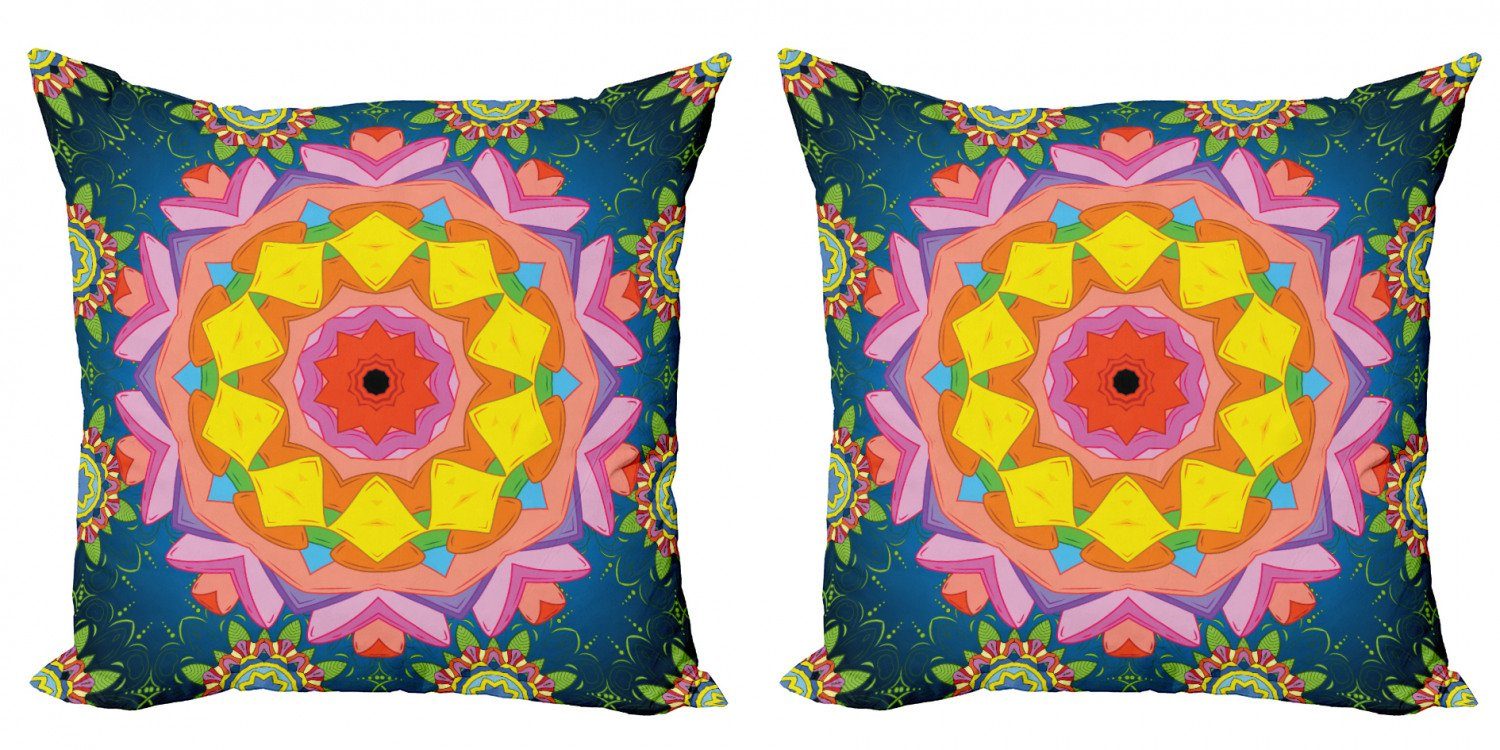 Kissenbezüge Modern Accent Doppelseitiger Digitaldruck, Abakuhaus (2 Stück), Mandala Blütenblätter in lebendigen Farben