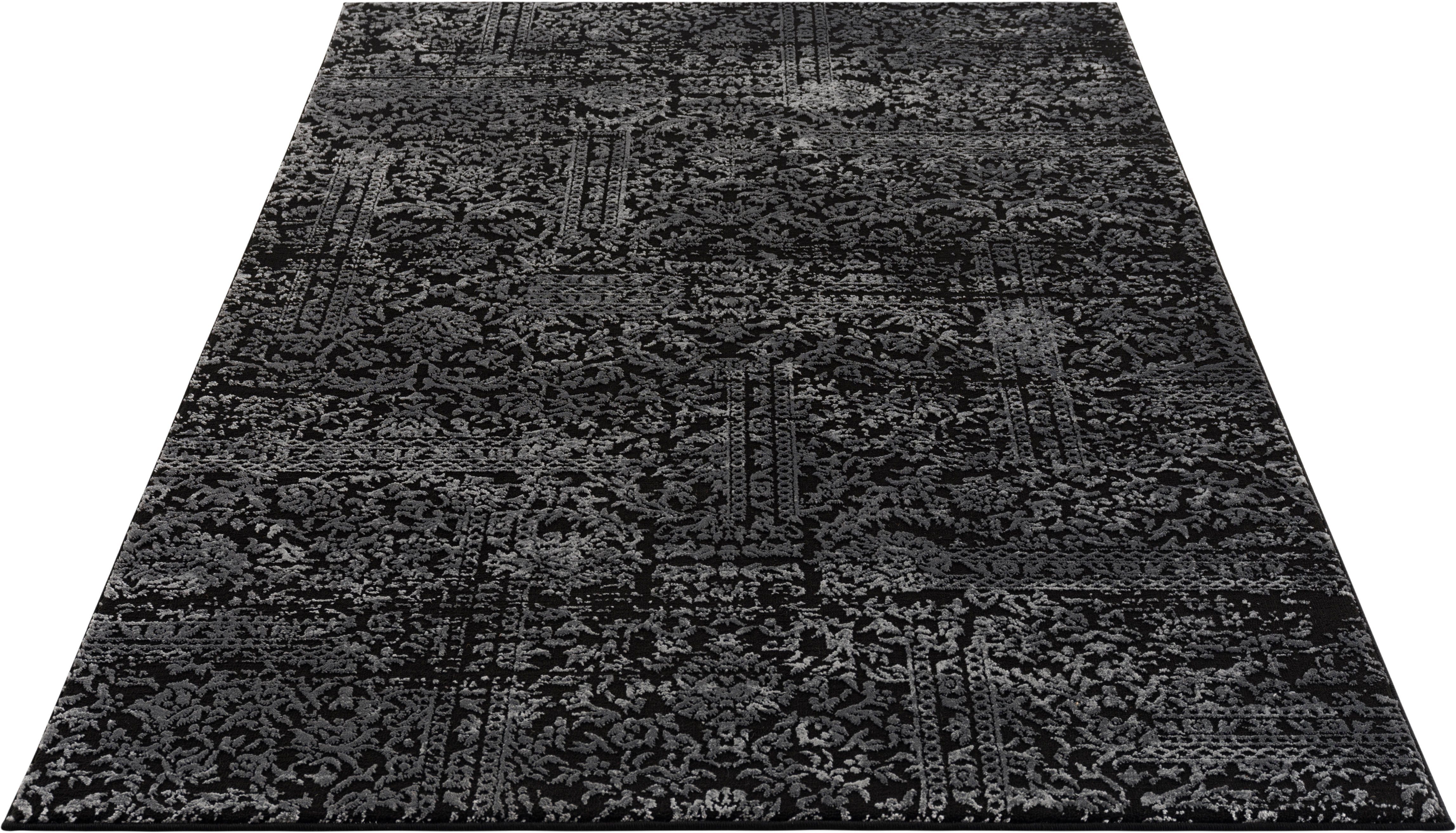 Carving-Effekt 12 grau Home Teppich Hoch-Tief-Struktur, mm, Höhe: Schrumpf dezenter Glanz, Dilani, rechteckig, Vintage, affaire,