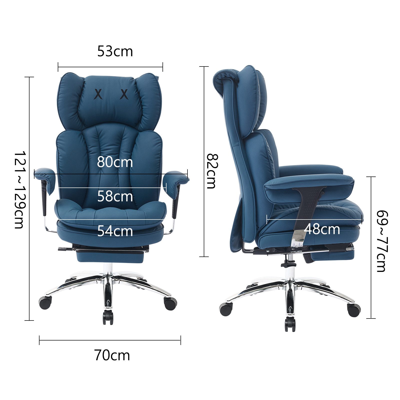 EFOMAO Bürostuhl Schreibtischstuhl, Gaming-Stuhl, Chefsessel mit Fußstütze, ergonomisch (1 St), mit 90°-135° Liegefunktion, höhenverstellbare Armlehnen