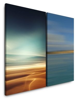 Sinus Art Leinwandbild 2 Bilder je 60x90cm Wüste Sahara Himmel Gold Balu Horizont Relax