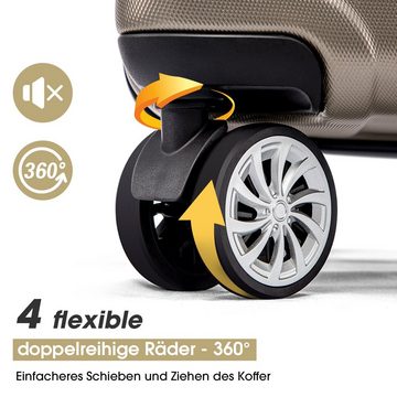 Flieks Trolleyset, 4 Rollen, (3 tlg, 3 tlg), Hartschalen Trolley Handgepäck Koffer Set Reisekoffer Erweiterung