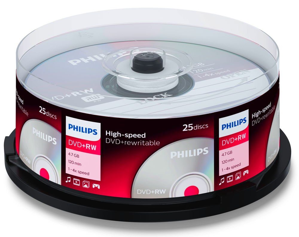 Philips DVD-Rohling 25 Philips Rohlinge DVD+RW 4,7GB 4x Spindel