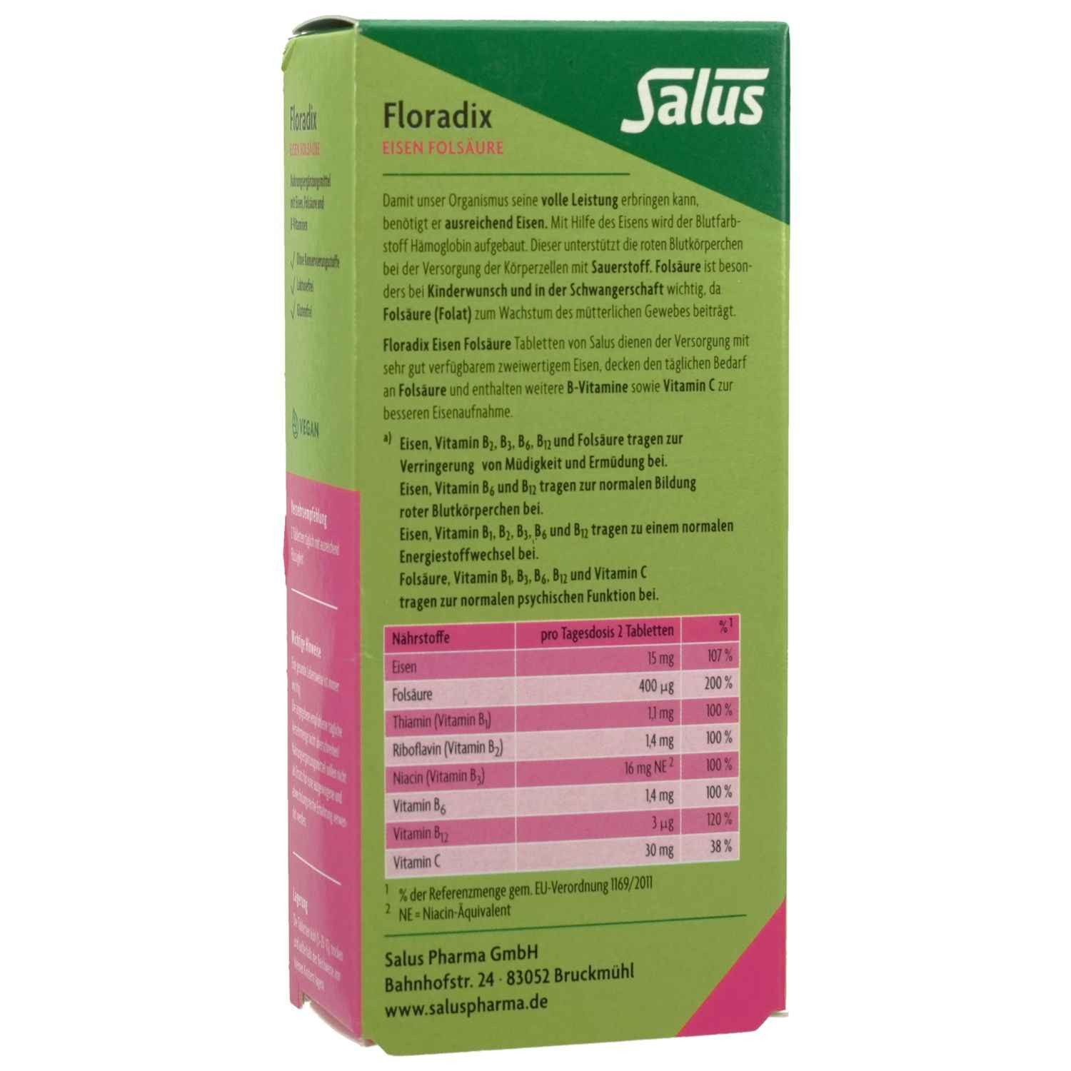 SALUS Pharma GmbH FLORADIX Eisen Folsäure Tabletten Tabletten