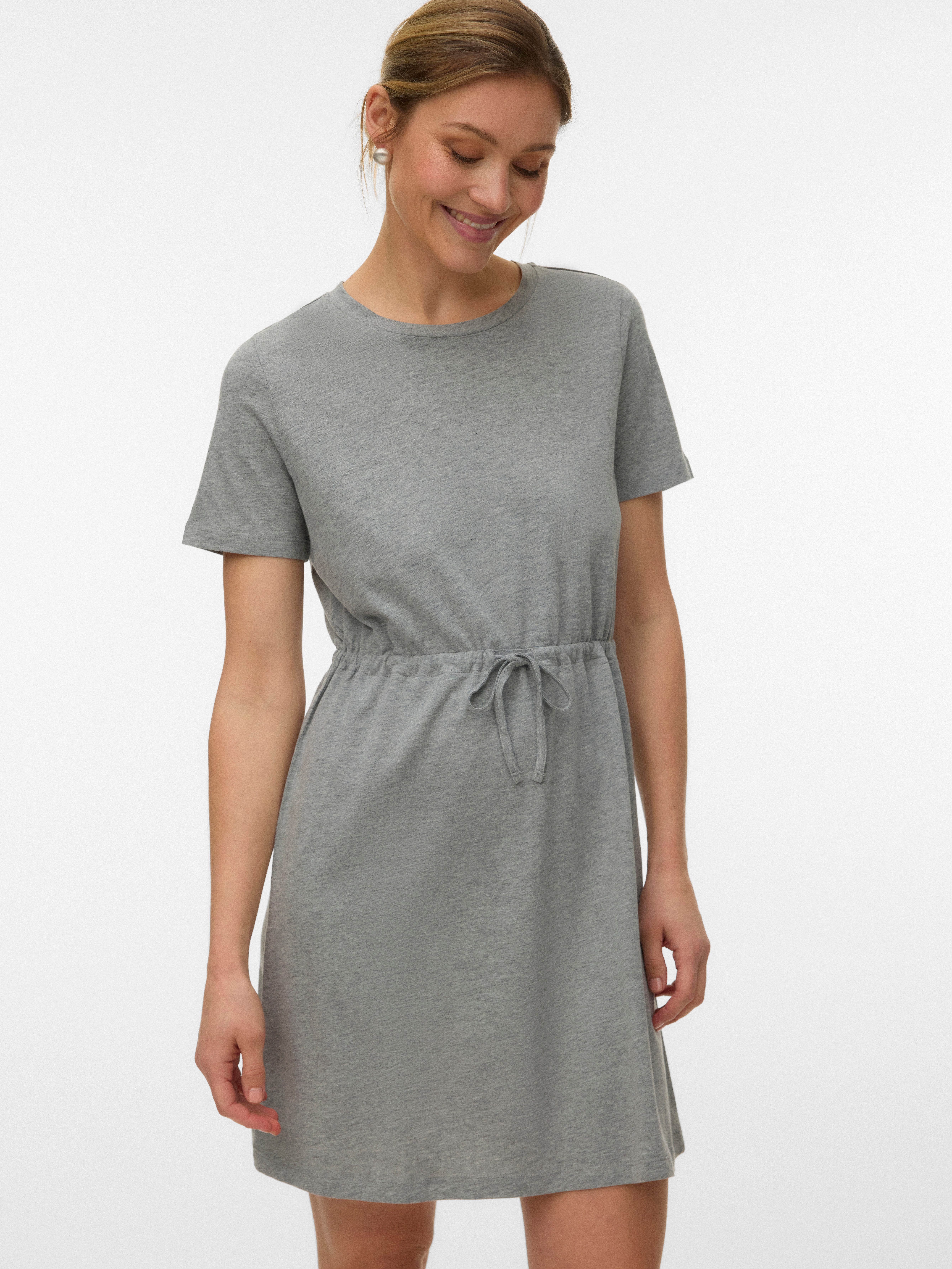 Vero Moda Shirtkleid VMLUNA SS SHORT STRING DRESS JRS NOOS Baumwollmischung, regular fit