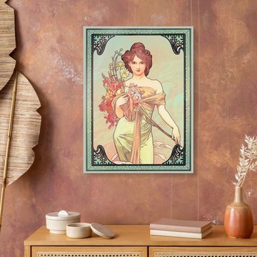 Posterlounge Acrylglasbild Alfons Mucha, Die Vier Jahreszeiten - Frühling (Detail), Vintage Malerei