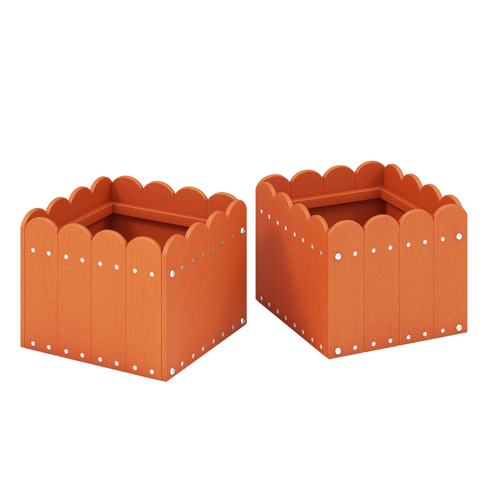 COSTWAY Blumenkasten (2 St), Blumenkübel, mit Abflusslücken, 32x30x25 cm