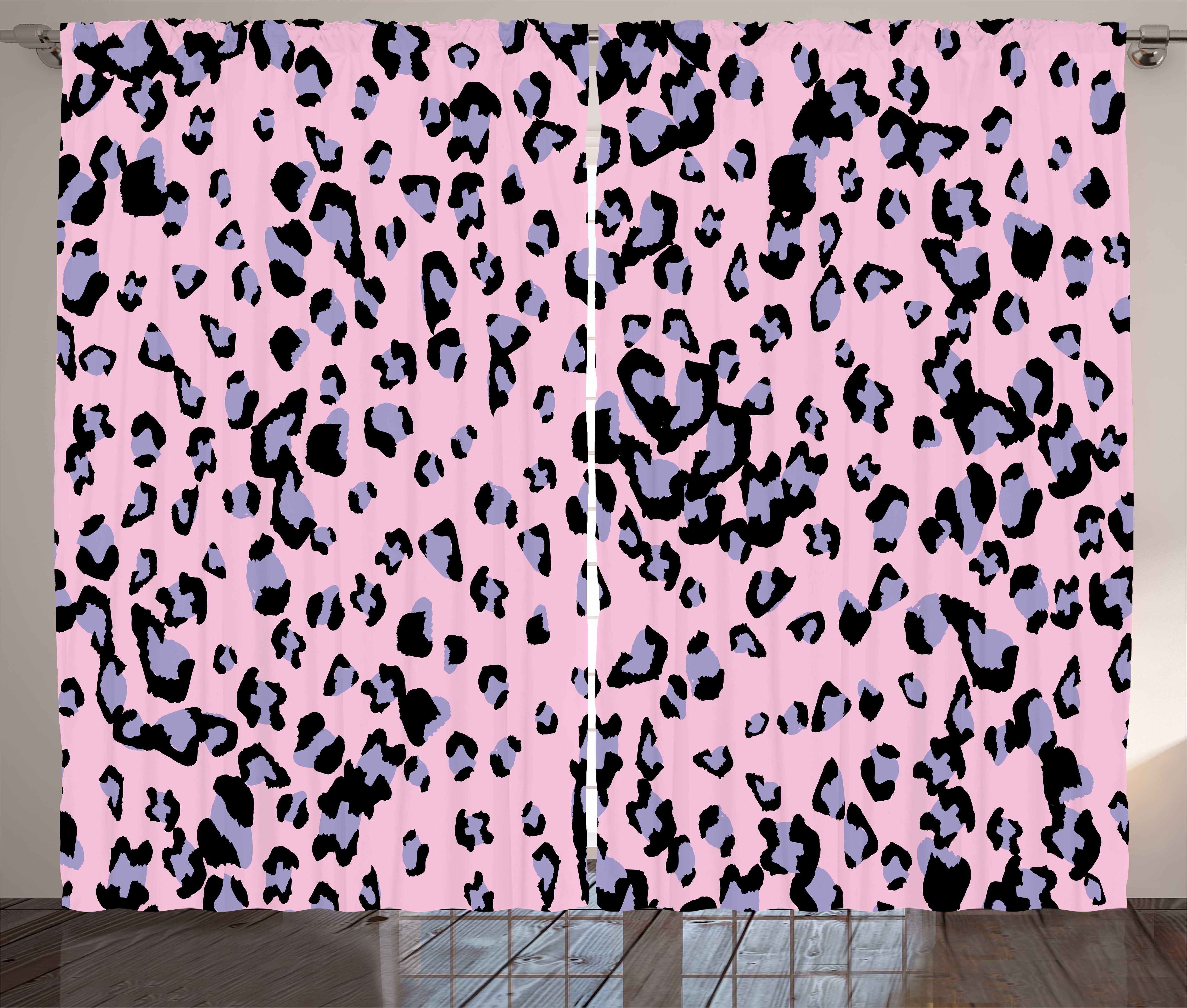 Gardine Schlafzimmer Kräuselband Vorhang mit Schlaufen und Haken, Abakuhaus, Abstrakte Kunst Chaotische Leopard-Haut