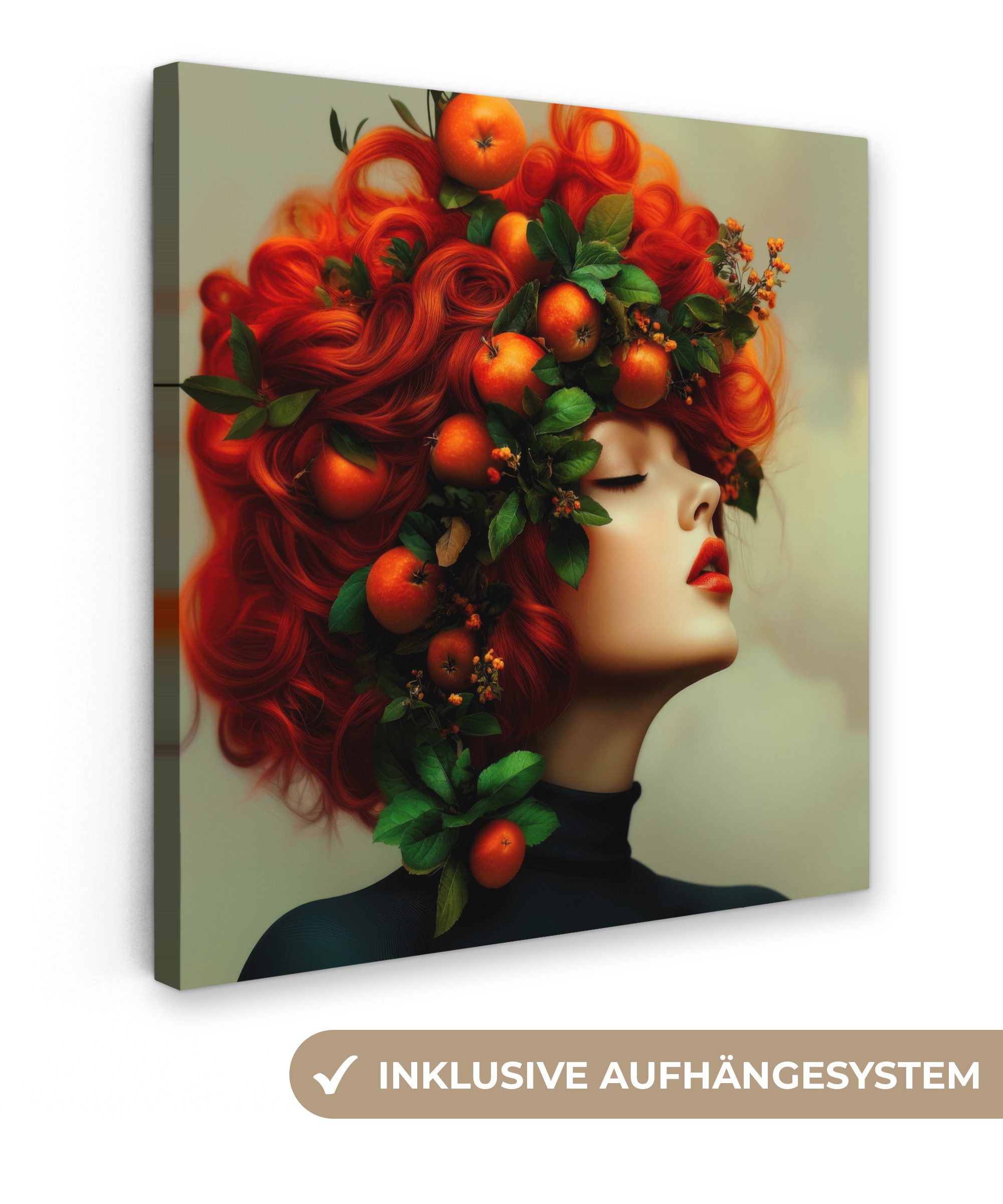 OneMillionCanvasses® Leinwandbild Frau - Äpfel - günstig online kaufen