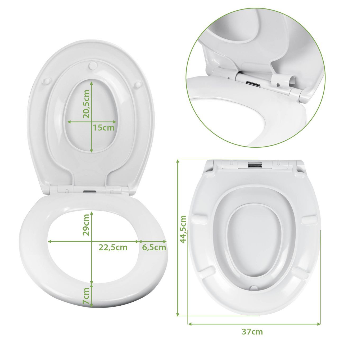 banjado WC-Sitz mit Kindersitz Motiv Baumscheibe (mit Kindersitz, integrierte Scharniere), 44,9 x 37,1 x 5 cm