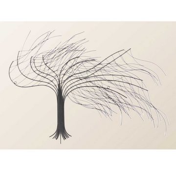 Casa Moro Wanddekoobjekt Metall Wanddeko Baum im Wind 75 x 57 cm (B/H) schwarz (Silhouette Boho Chic Wand-Kunst, Wandschmuck Metall-Skulptur 3D Wand-Bild), Kunsthandwerk Geschenk Idee