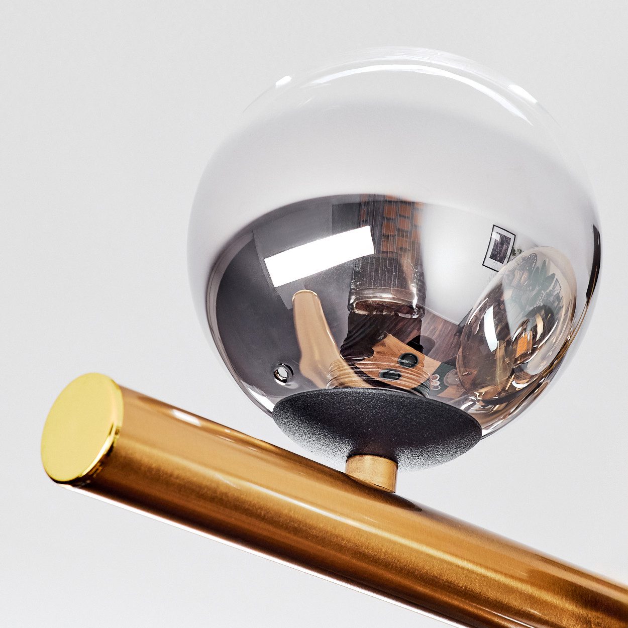 hofstein Deckenleuchte Deckenlampe aus Metall/Glas in Schwarz/Gold/Rauch/Bernstein/Klar, ohne Leuchtmittel, moderne Deckenleuchte im Vintage-Design (Schirme 10; 12; 15cm), 8xG9