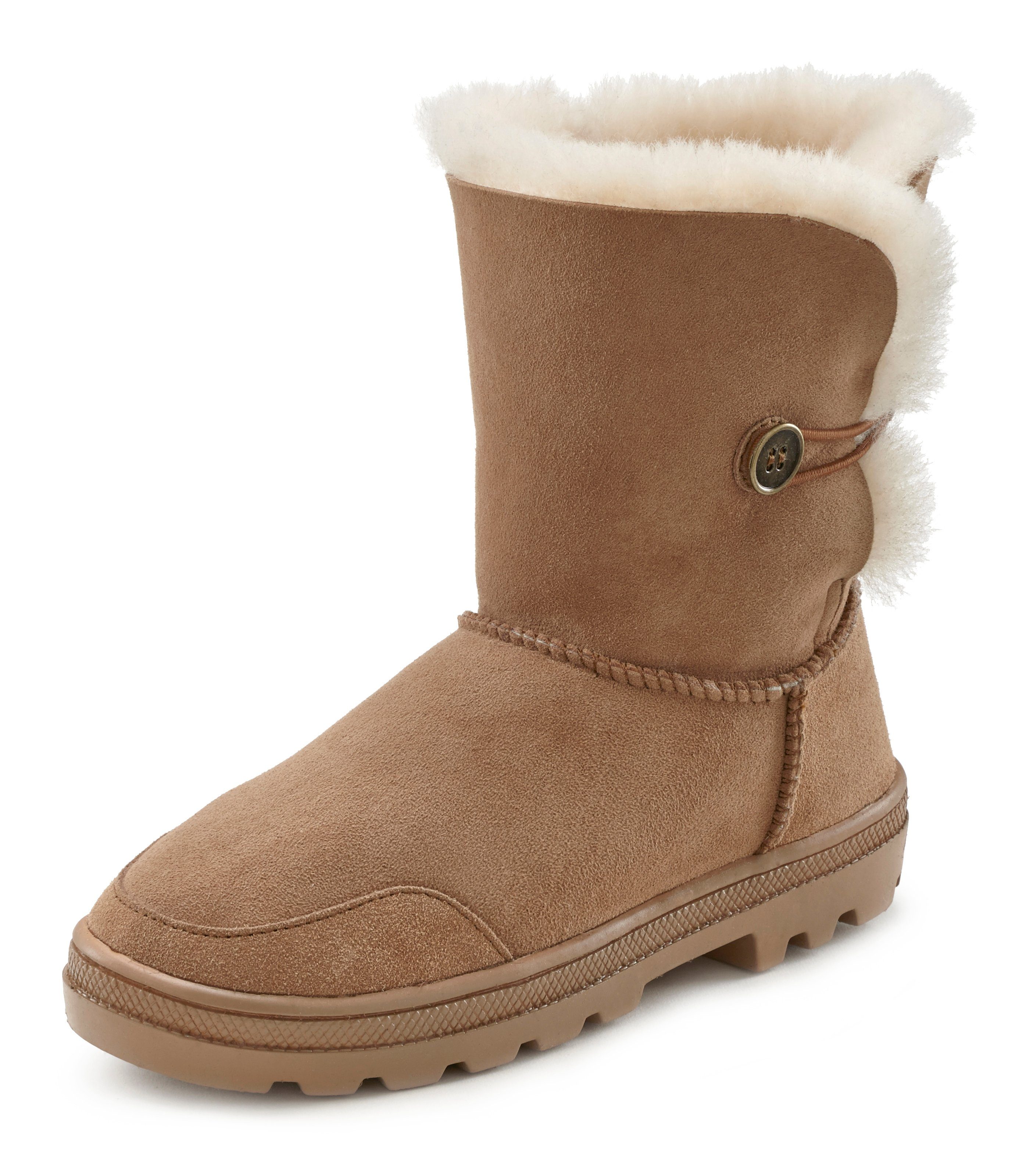 Sohle, LASCANA Winterstiefel Snowboots robuste Lammfell, aus Winterstiefelette, kuscheligem