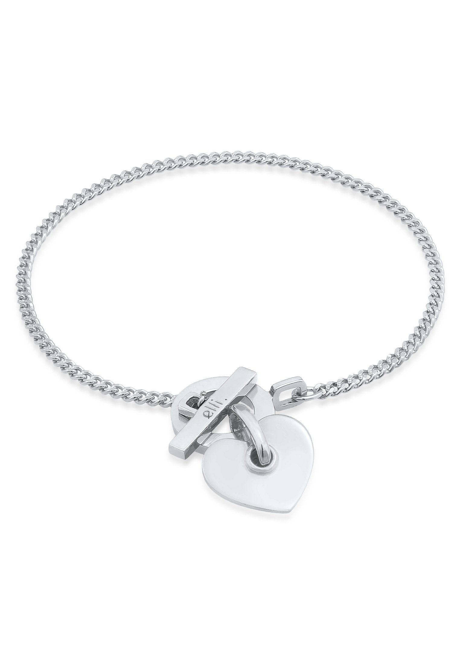 Elli Premium Herz Modern Armband T-Bon Herz rhodiniert, 925 Silber Verschluss