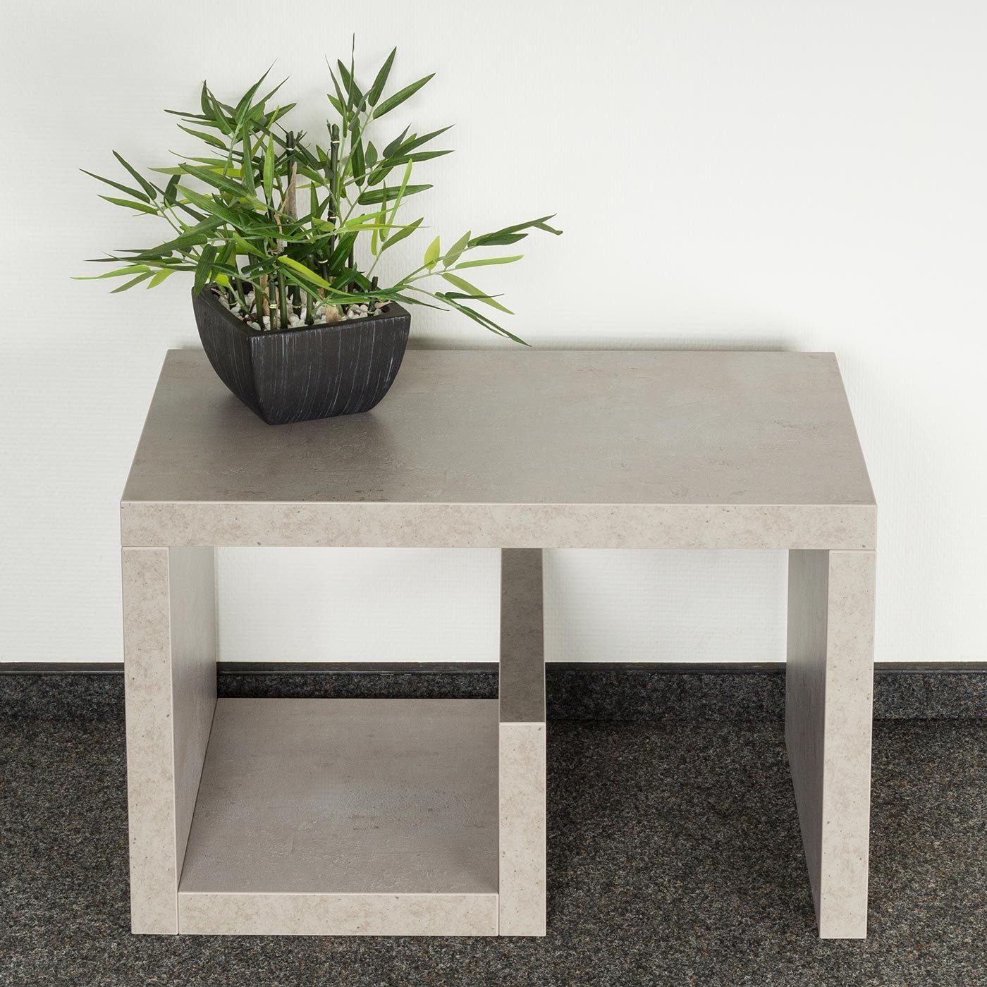 Levandeo® Couchtisch, Couchtisch Gustav 59x36x37cm Betonoptik grau Beistelltisch