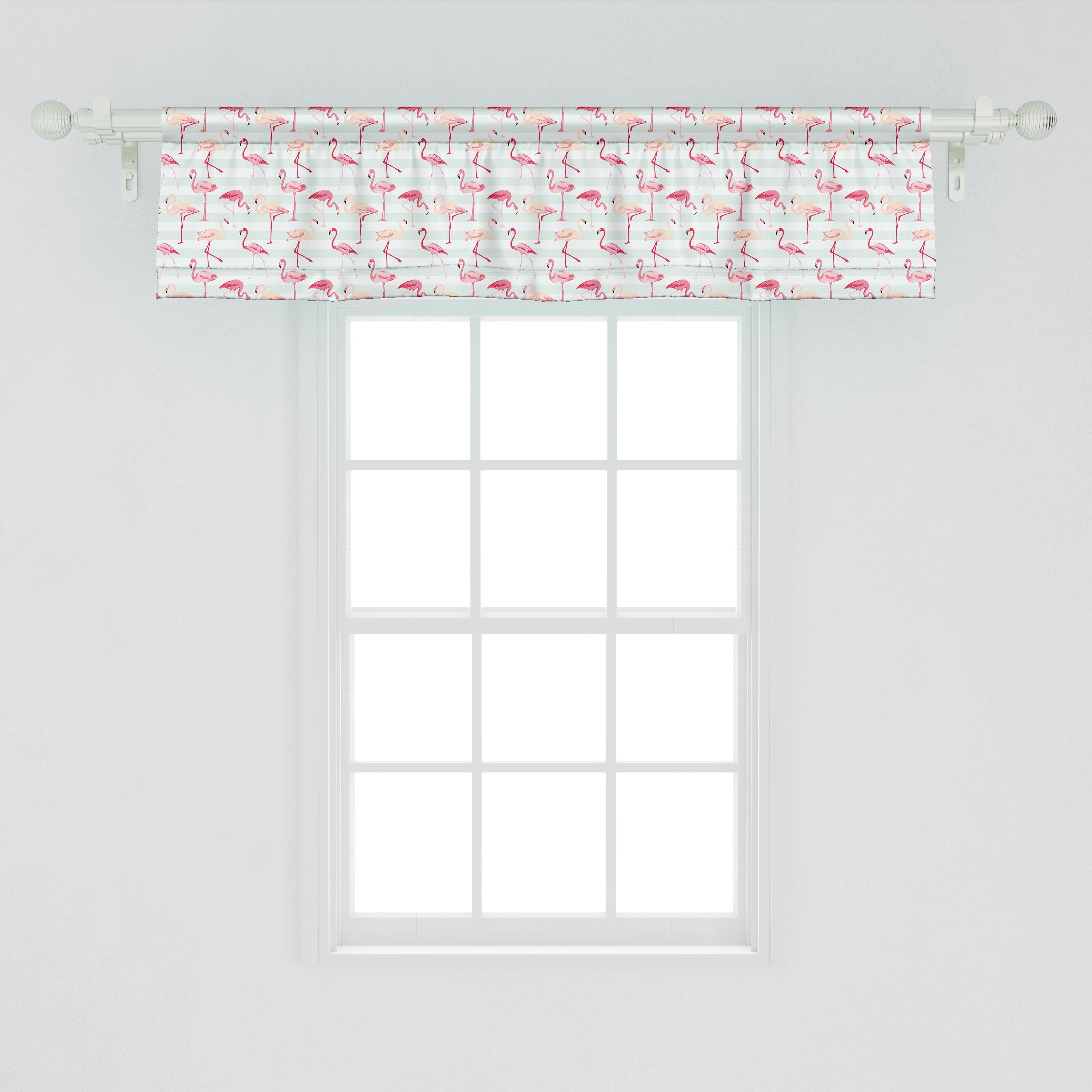 Scheibengardine Vorhang Schlafzimmer Striped für Microfaser, Jungle Volant Pastel Abakuhaus, Flamingo Küche Stangentasche, Dekor mit