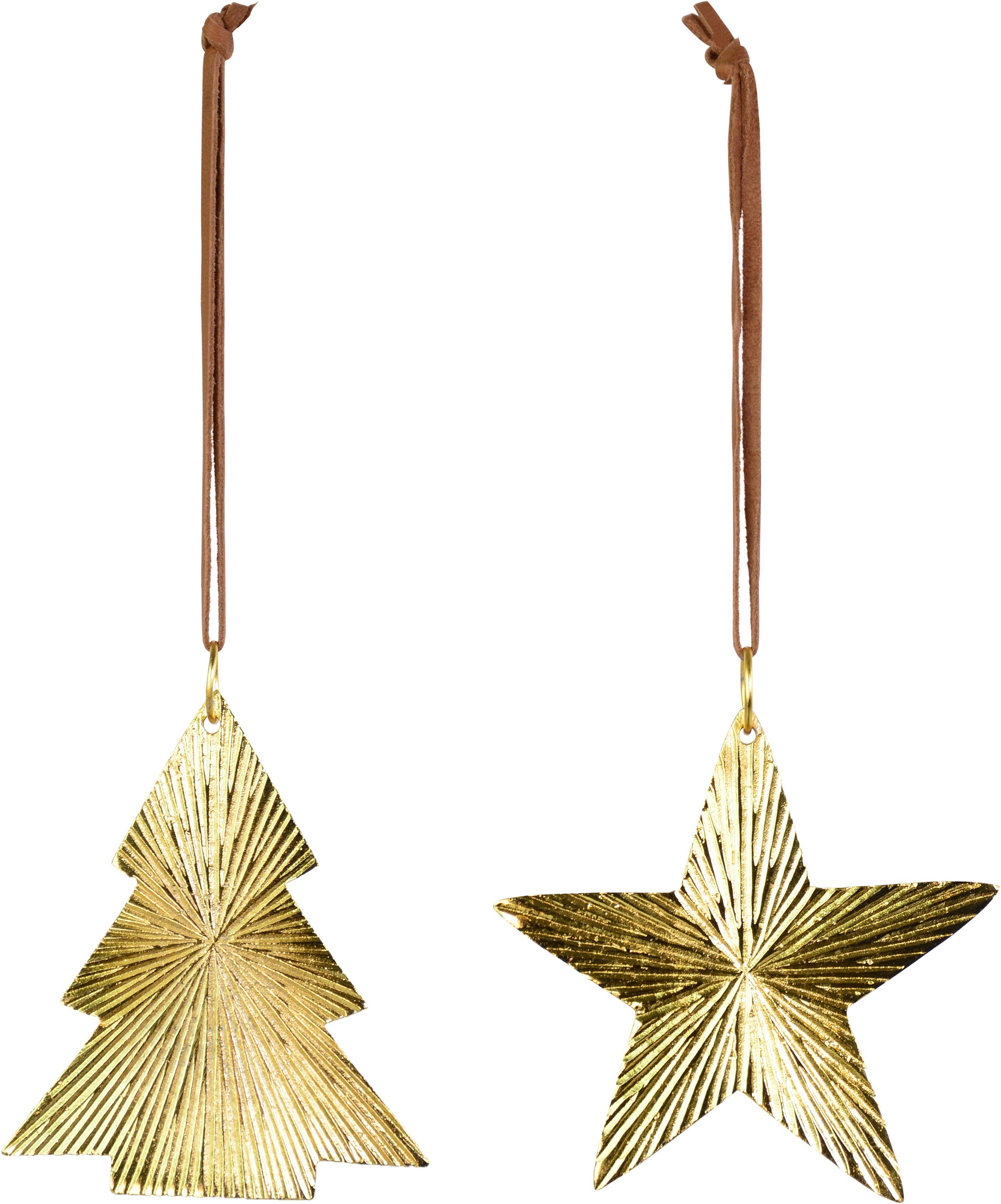 andas Baumbehang + aus St), (Set, Höhe ca. cm 9 goldfarben 8,5 Aluminium, Weihnachtsdeko, 6 Christbaumschmuck cm Talvi