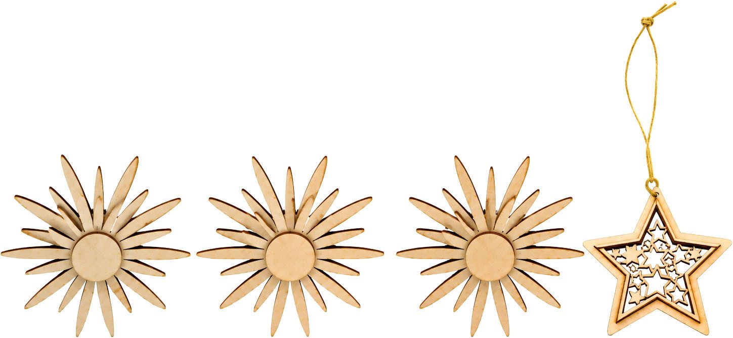 OTTO home Dekoobjekt Holzdekoration, 3-teiliges Set-Farbe Natur (Set, 3 St), Gratis-Hänger, Baumschmuck und dekoratives Highlight