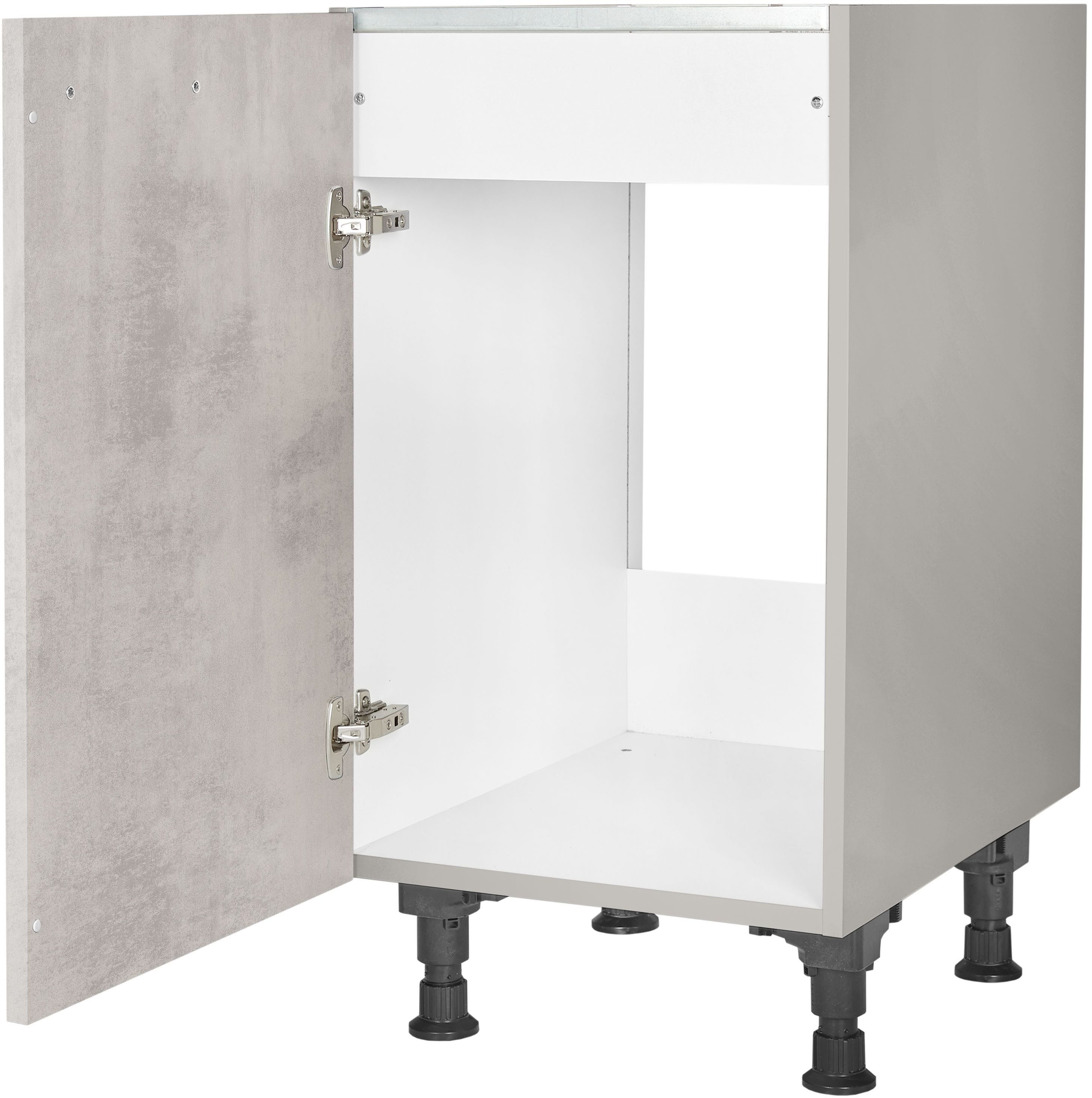 nobilia® Spülenschrank "Riva", Ausrichtung wählbar, vormontiert, in den Breiten 45 und 60 cm, mit höhenverstellbaren Sockelfüßen