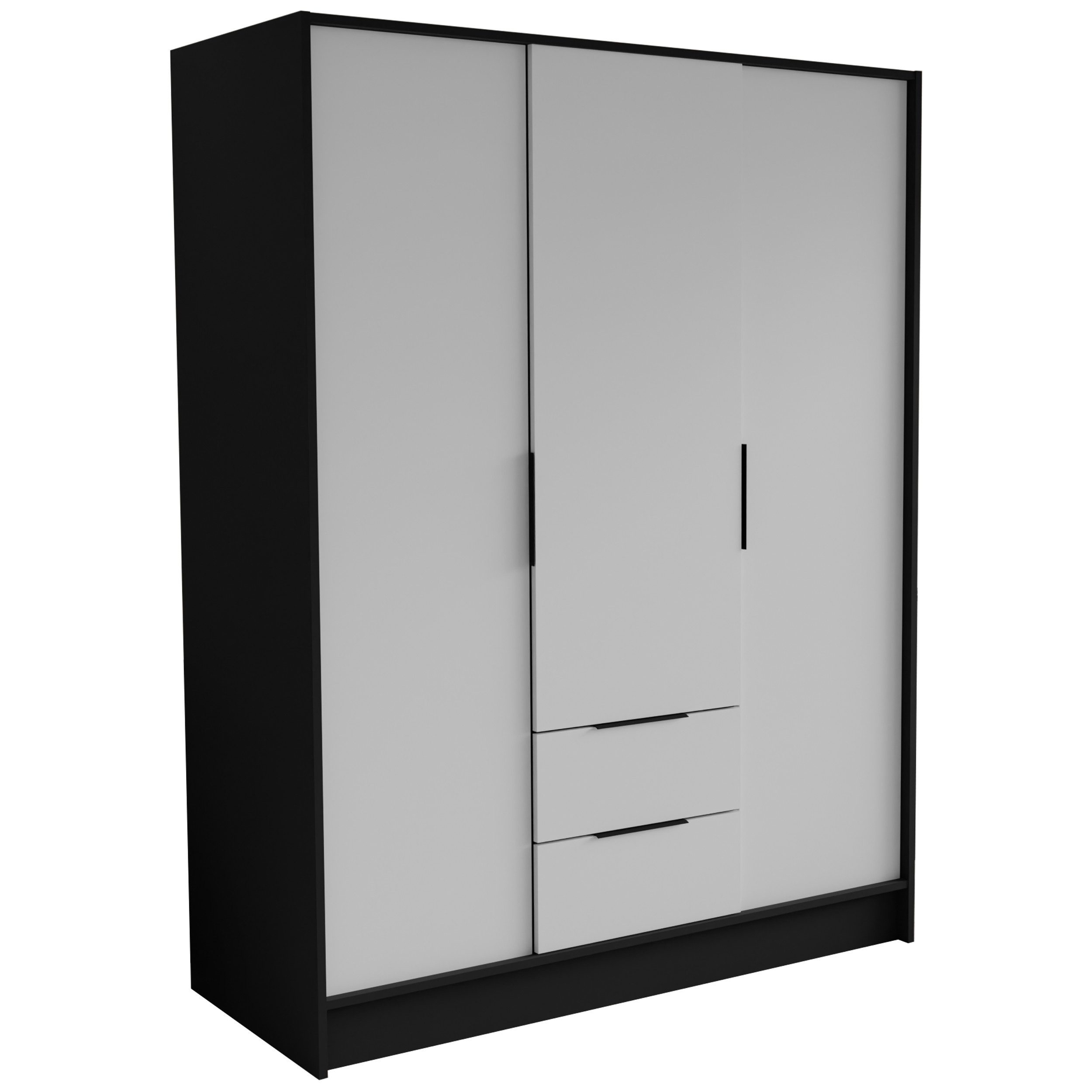Masseno Drehtürenschrank CAVA 150,5 cm Kleiderschrank 3 Türen und 2 Schubladen Weiß
