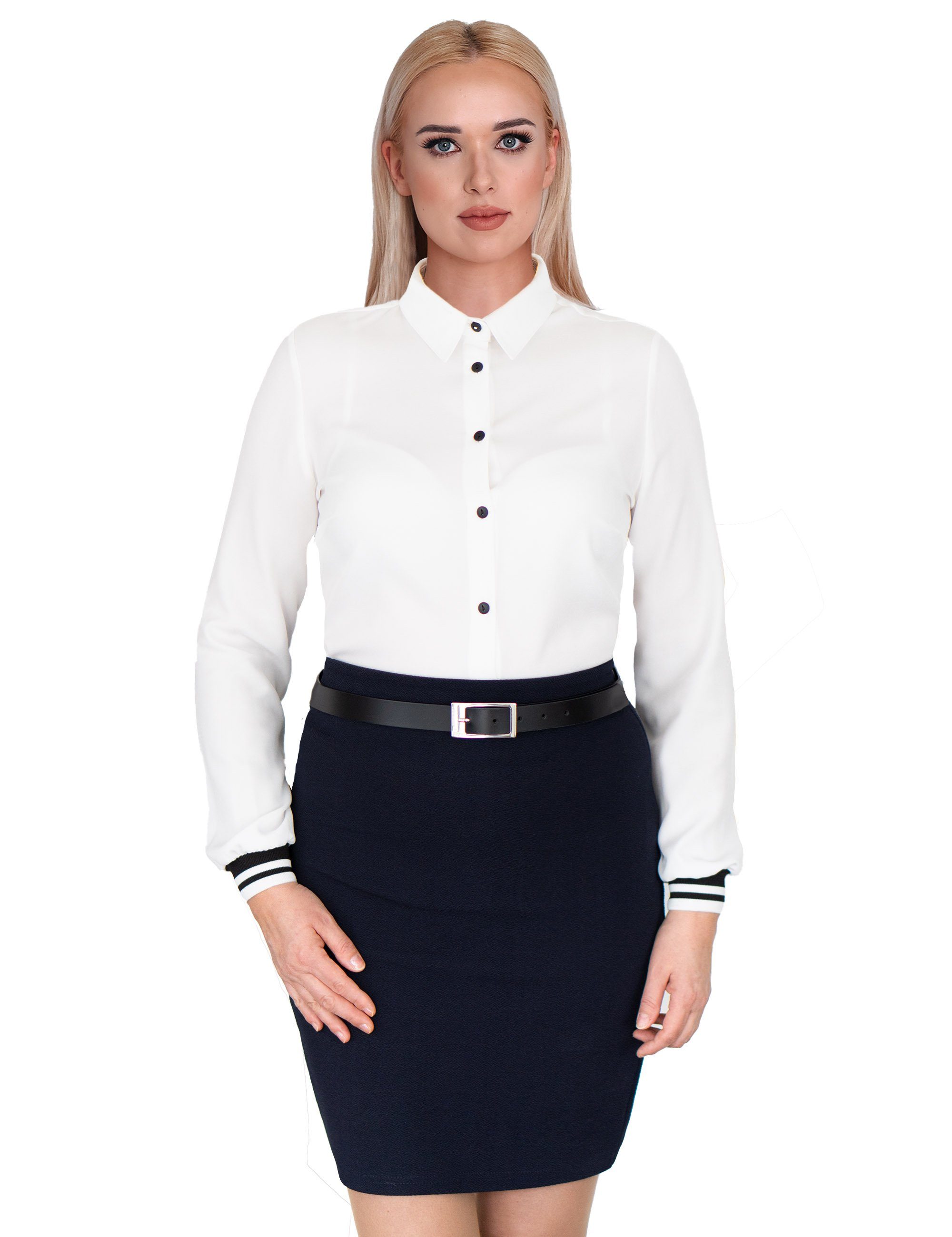 HEVENTON Hemdbluse mit Strickbündchen