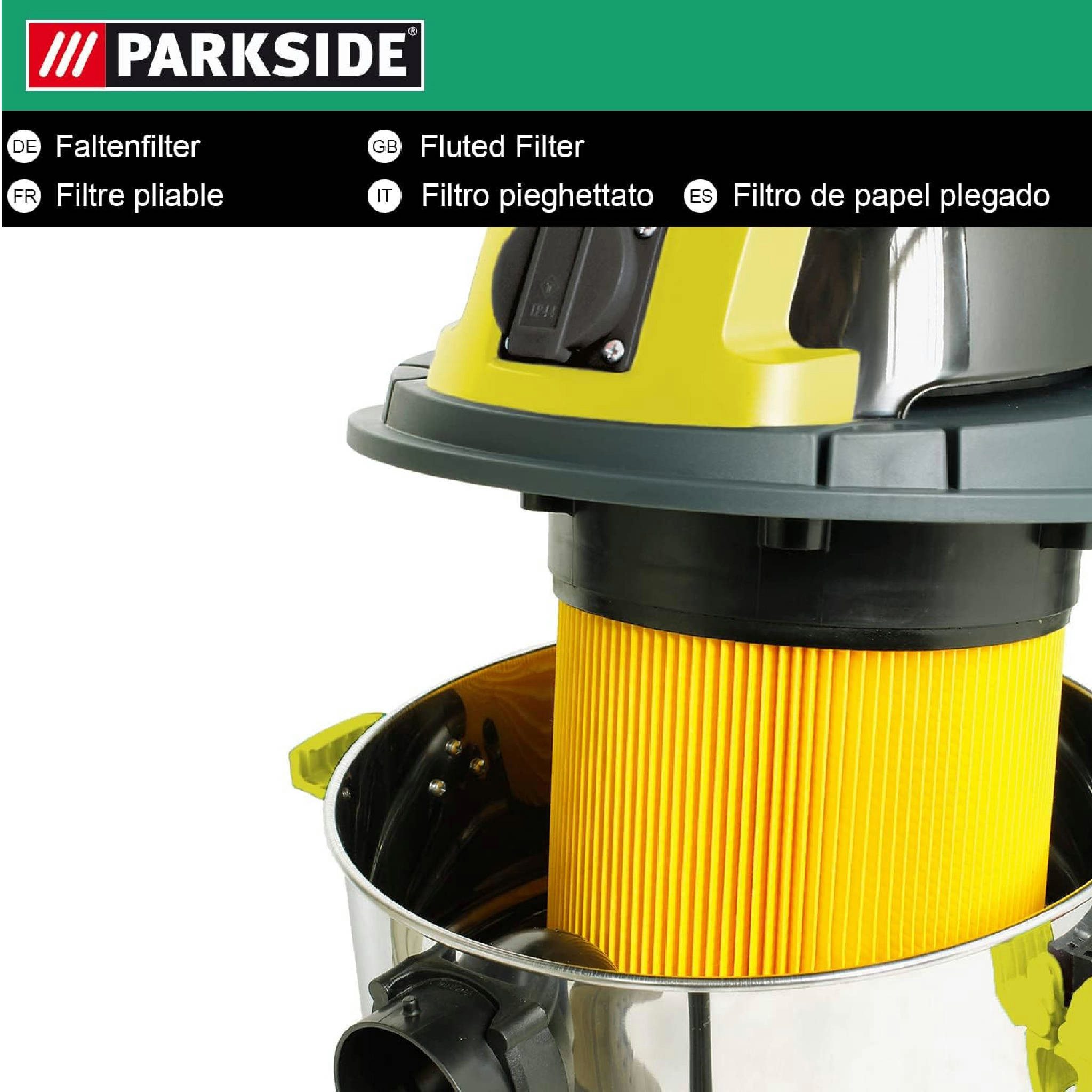 Grizzly Tools Motorschutzfilter Faltenfilter Lamellenfilter passend für Parkside Nass-Trockensauger, Zubehör für Rundfilter für Ihren Parkside Nass-Trockensauger, Passend für Nass-Trockensauger
