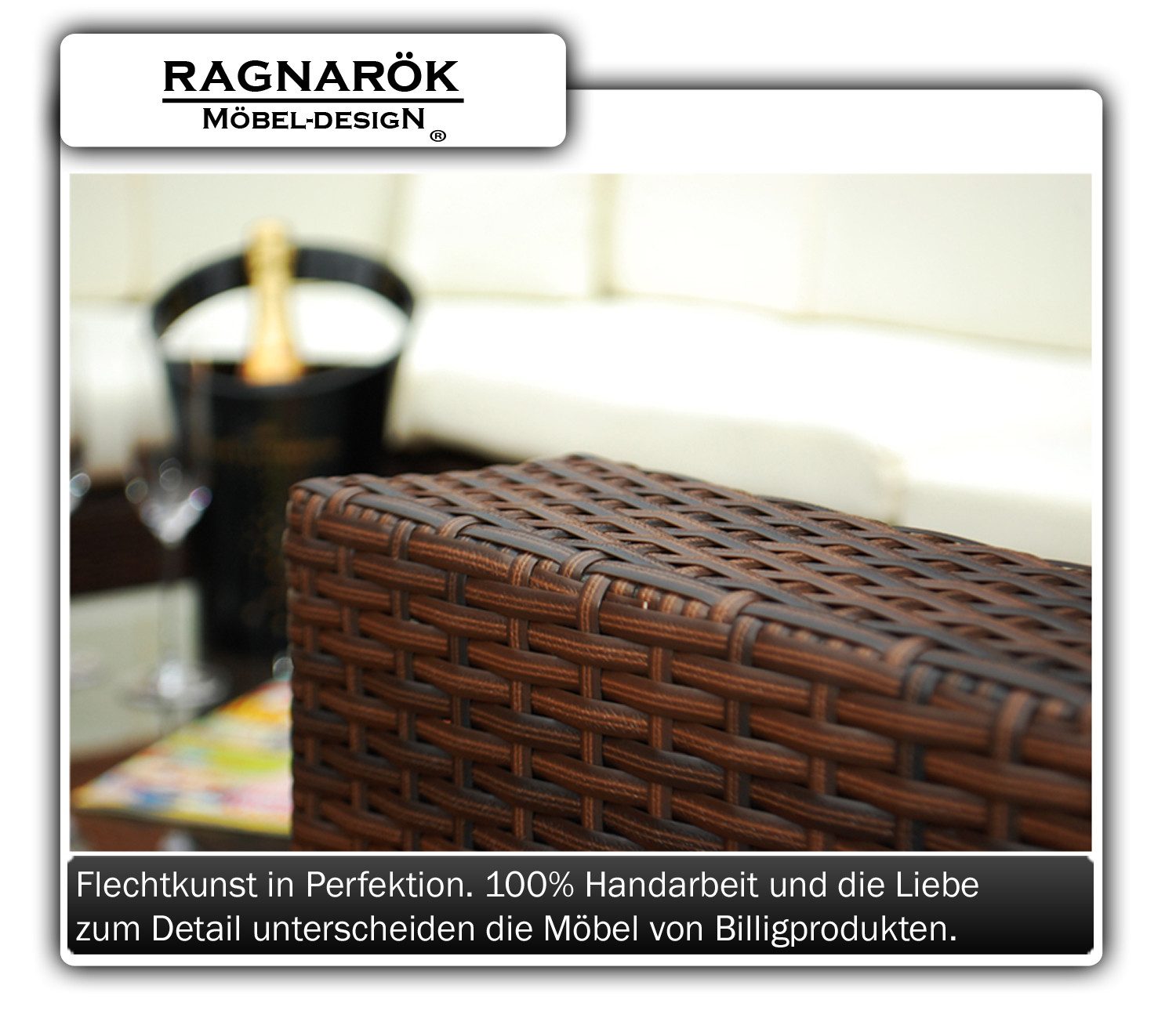 Ragnarök Möbel-Design Gartenlounge-Set Narvik, (Set, Ecklounge, Polyrattan, Alu), Sitzpolster ca. 16 cm dick und haben 2 intergrierte Härtegrade