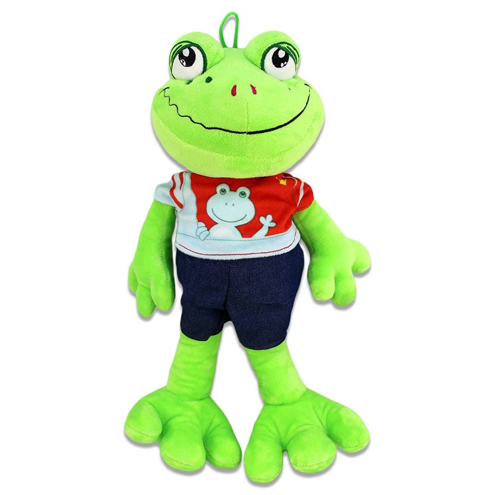 Tierkuscheltier Grüner Frosch Kuscheltier mit Kleidung - ca. 36 cm