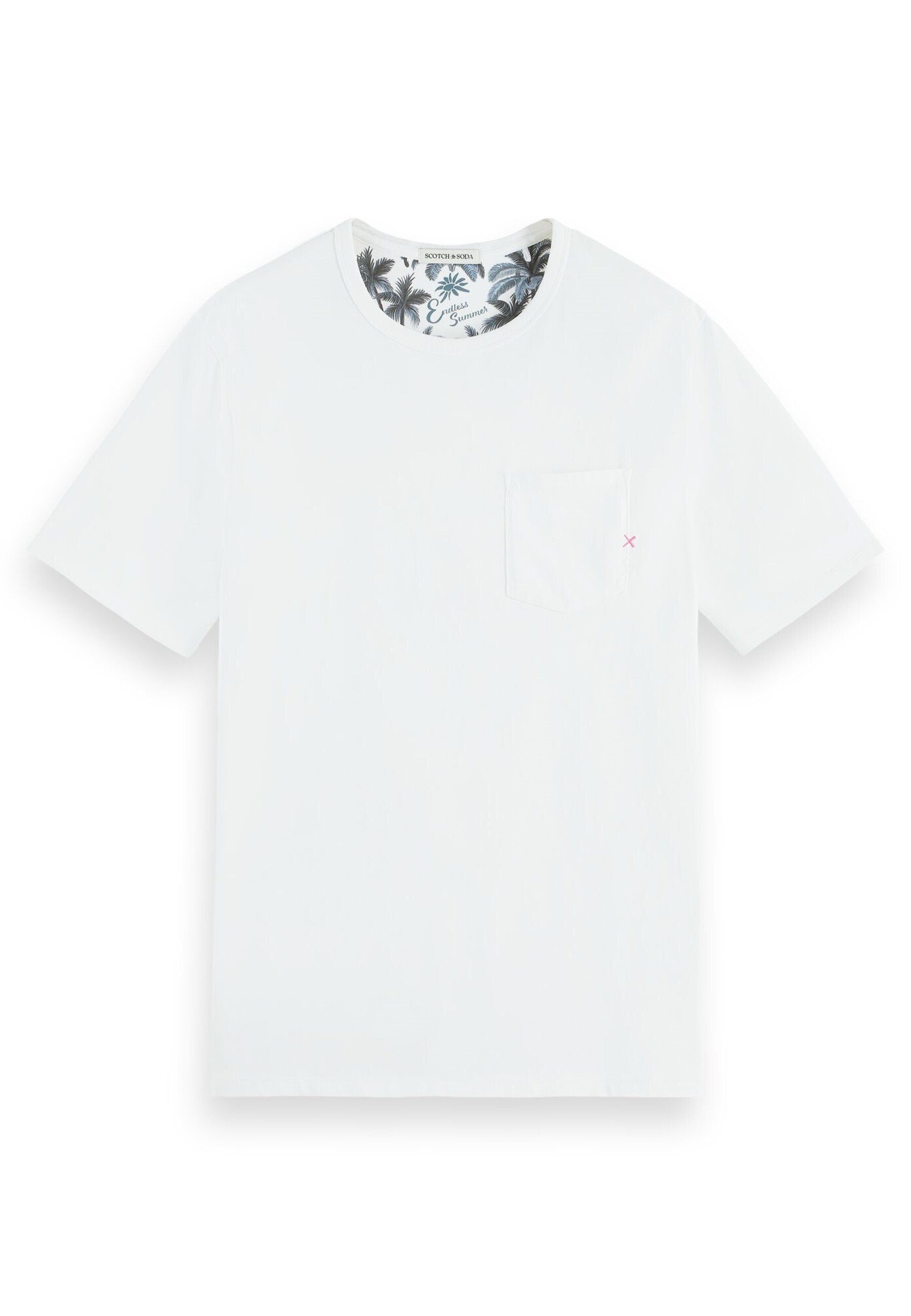 Scotch & Soda T-Shirt Shirt Kurzarmshirt mit R-Neck und Brusttasche (1-tlg) weiss (10)