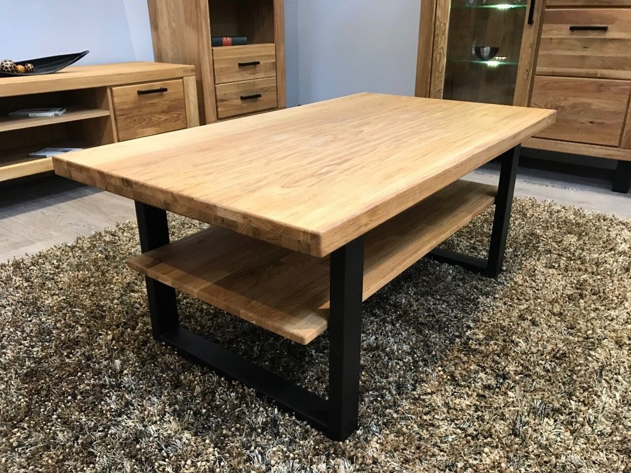 ELFO Couchtisch Couchtisch Wildeiche teilmassiv geölt 115x65cm Metallgestel günstig online kaufen