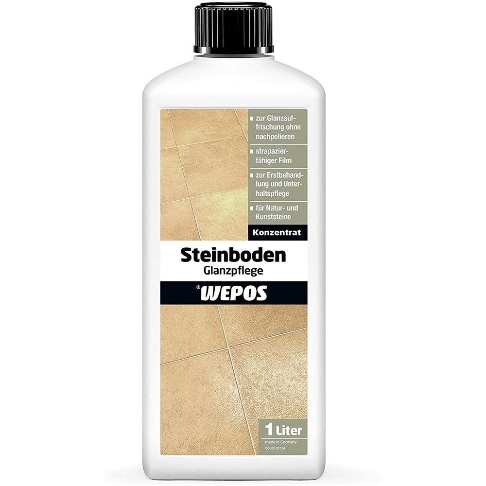 WEPOS CHEMIE GMBH Steinboden Glanzpflege, 1 l Fußbodenreiniger Steinpflege Steinbodenreiniger (Frischt Farbe und Struktur auf)