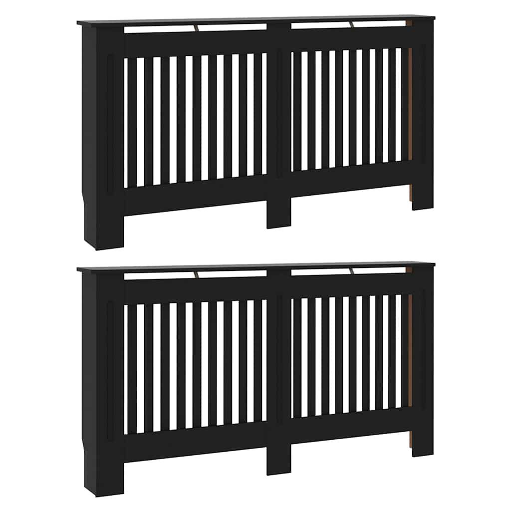 vidaXL Heizungsverkleidung, Heizkörperabdeckung 2 pcs Schwarz 152 x 19 x 81,5 cm