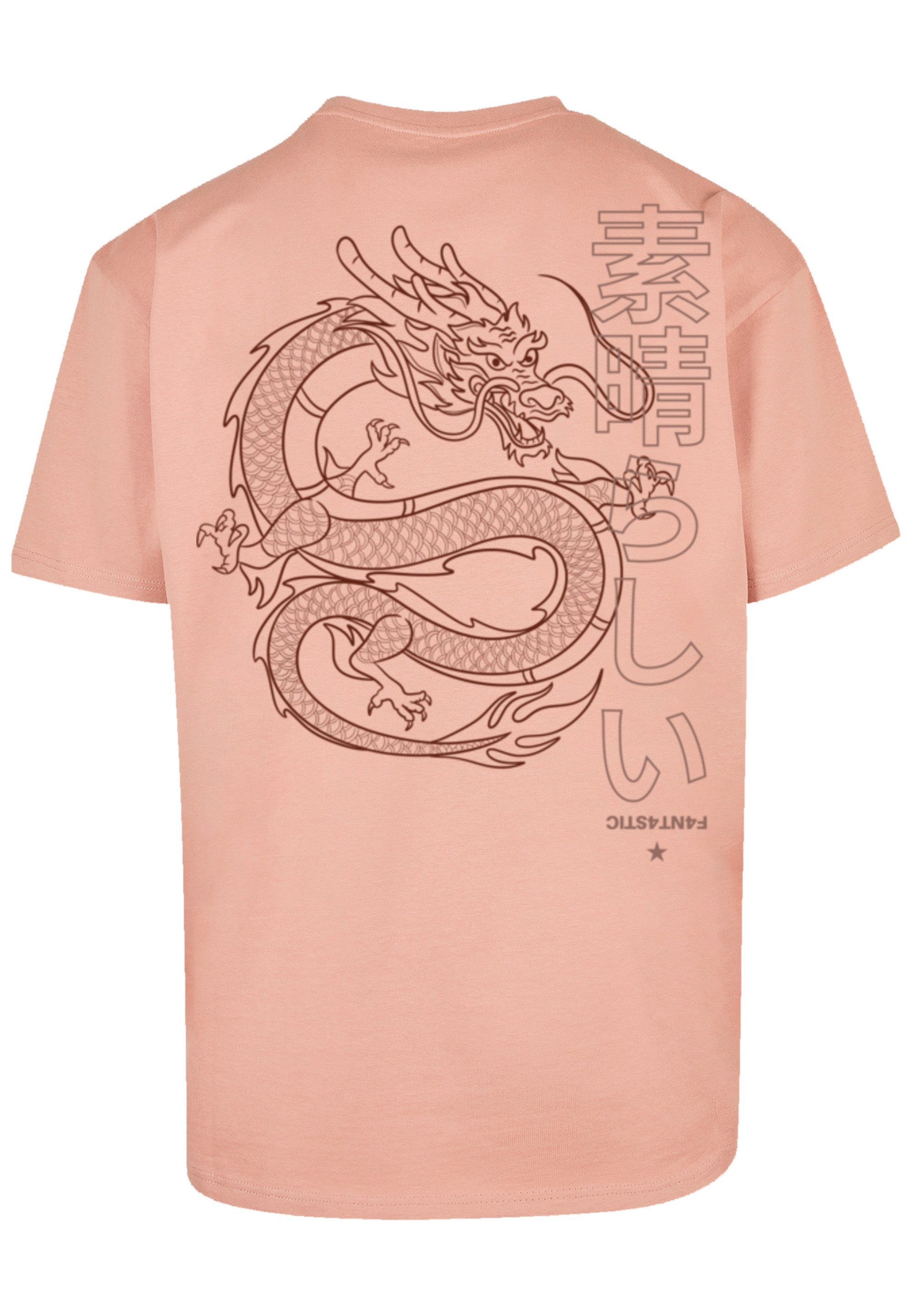 F4NT4STIC T-Shirt PLUS SIZE Drache Dragon Japan Print amber