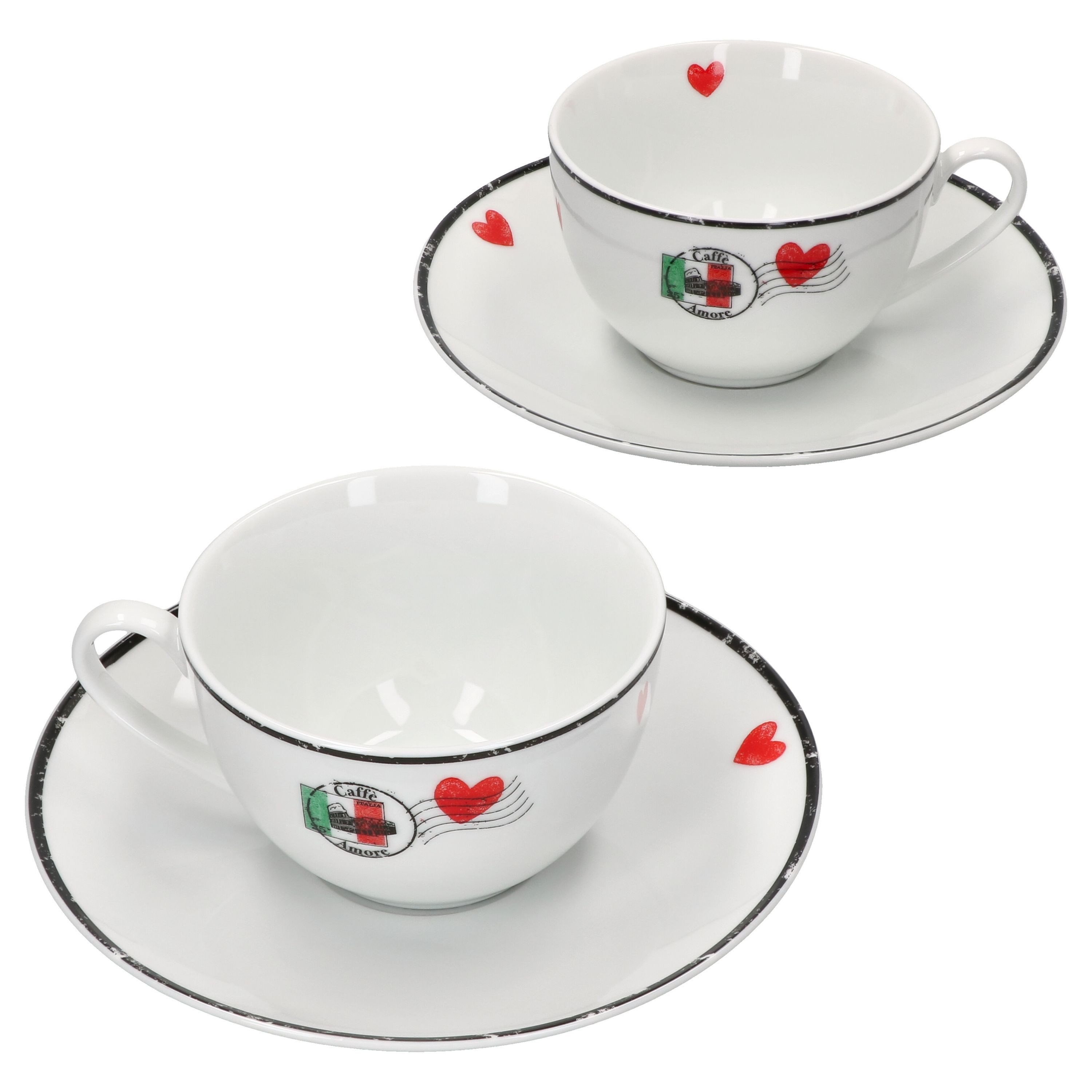 Ritzenhoff & Breker Becher 4tlg Set Caffee Amore Cappuccinotasse + Untertasse 200ml Cafe